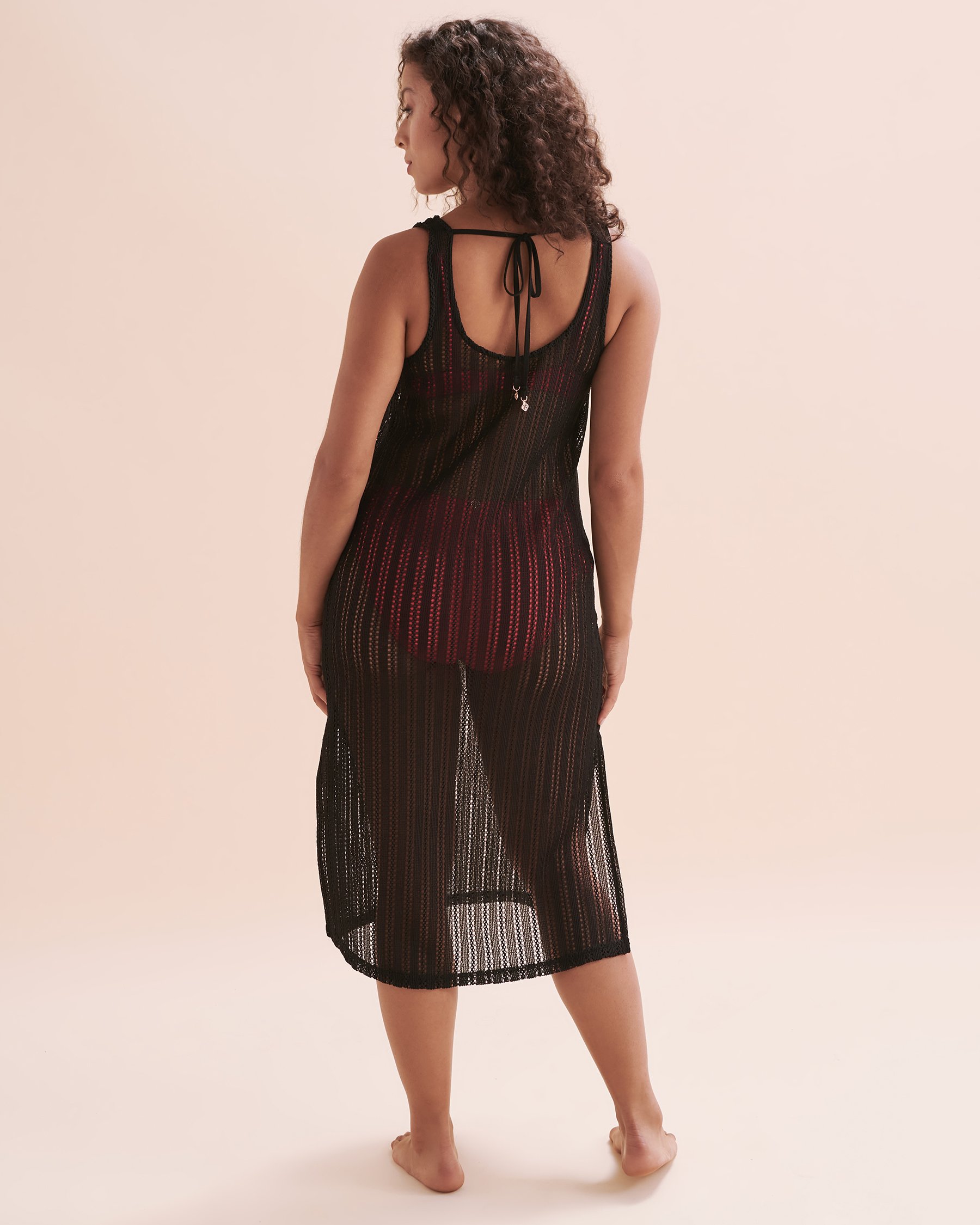 TURQUOISE COUTURE Crochet Midi Dress Black 02300124 - View6