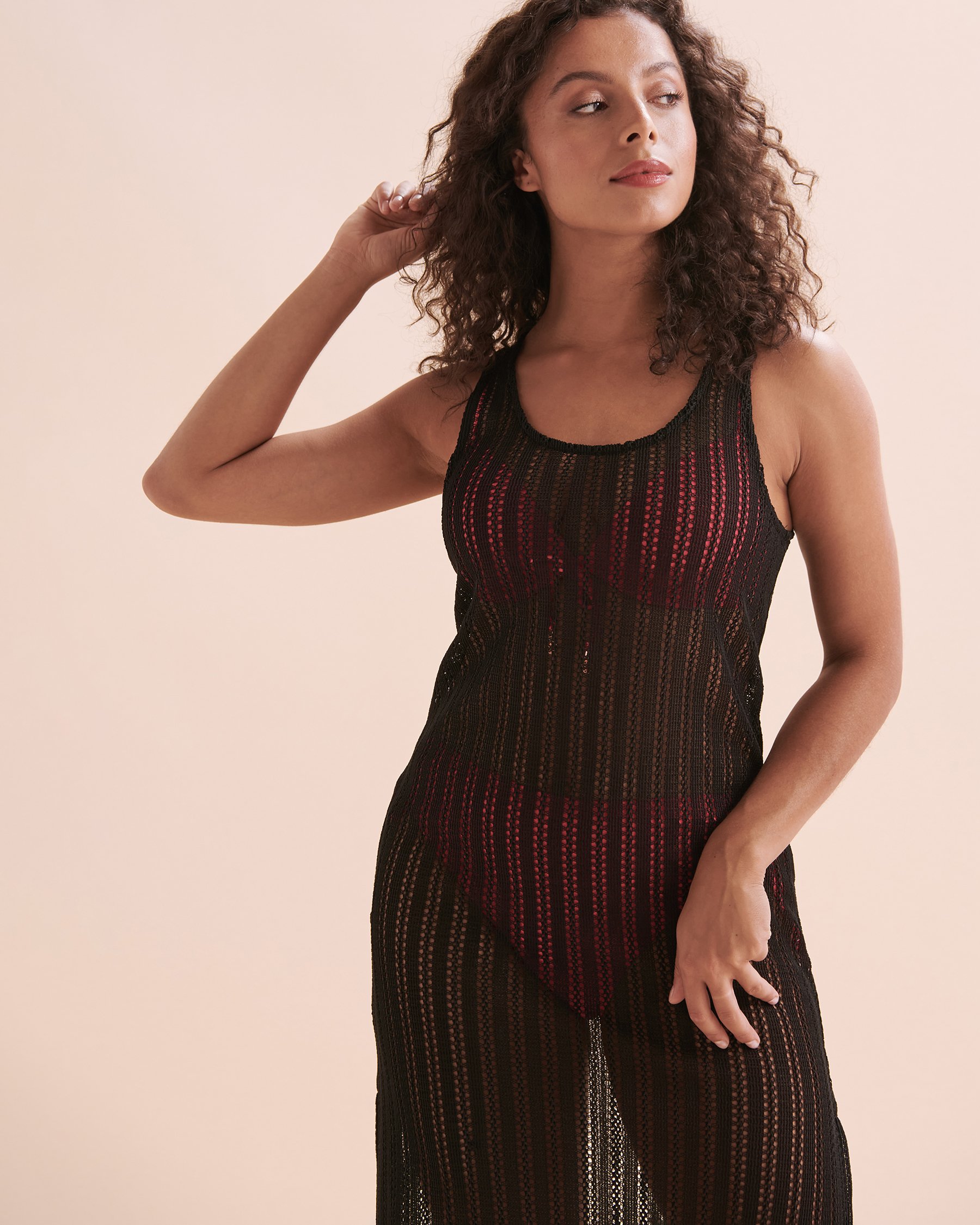 TURQUOISE COUTURE Crochet Midi Dress Black 02300124 - View8