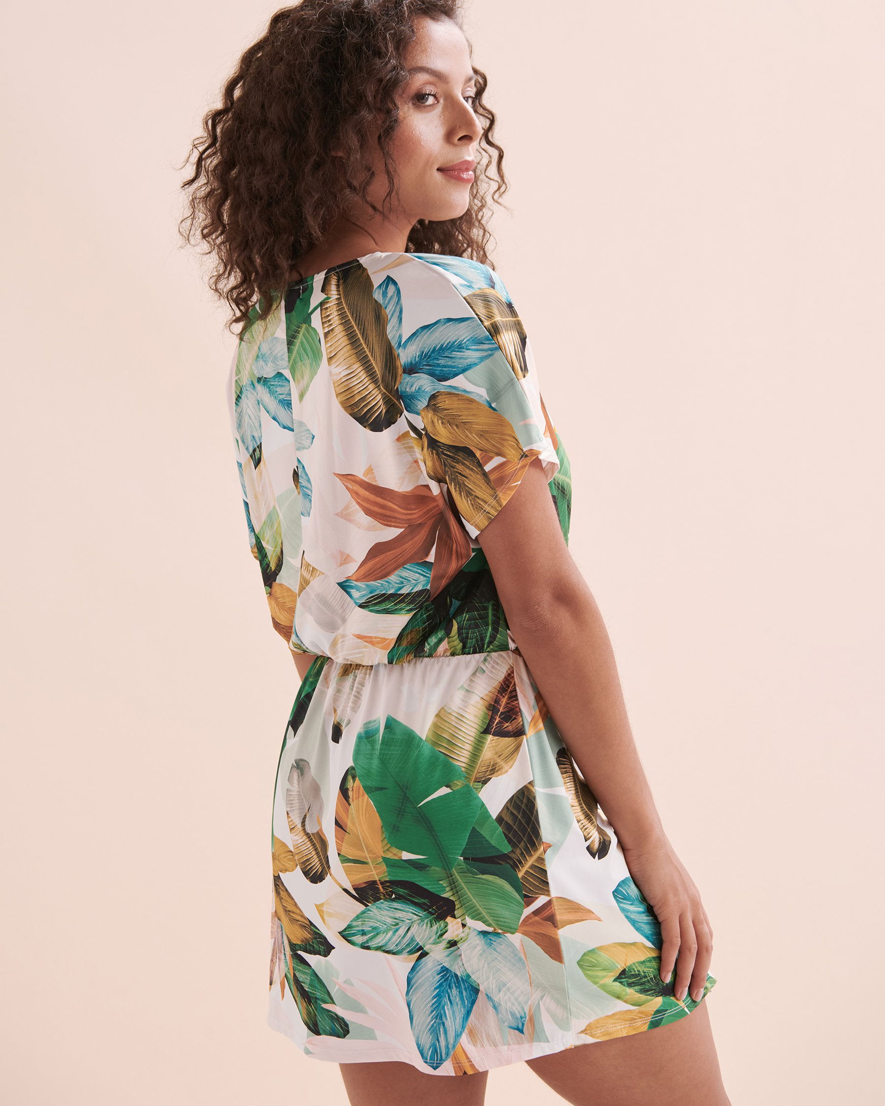 EVERYDAY SUNDAY Robe courte cache-coeur Pacific Jungle Imprimé tropical ESBEAW03858 - Voir2