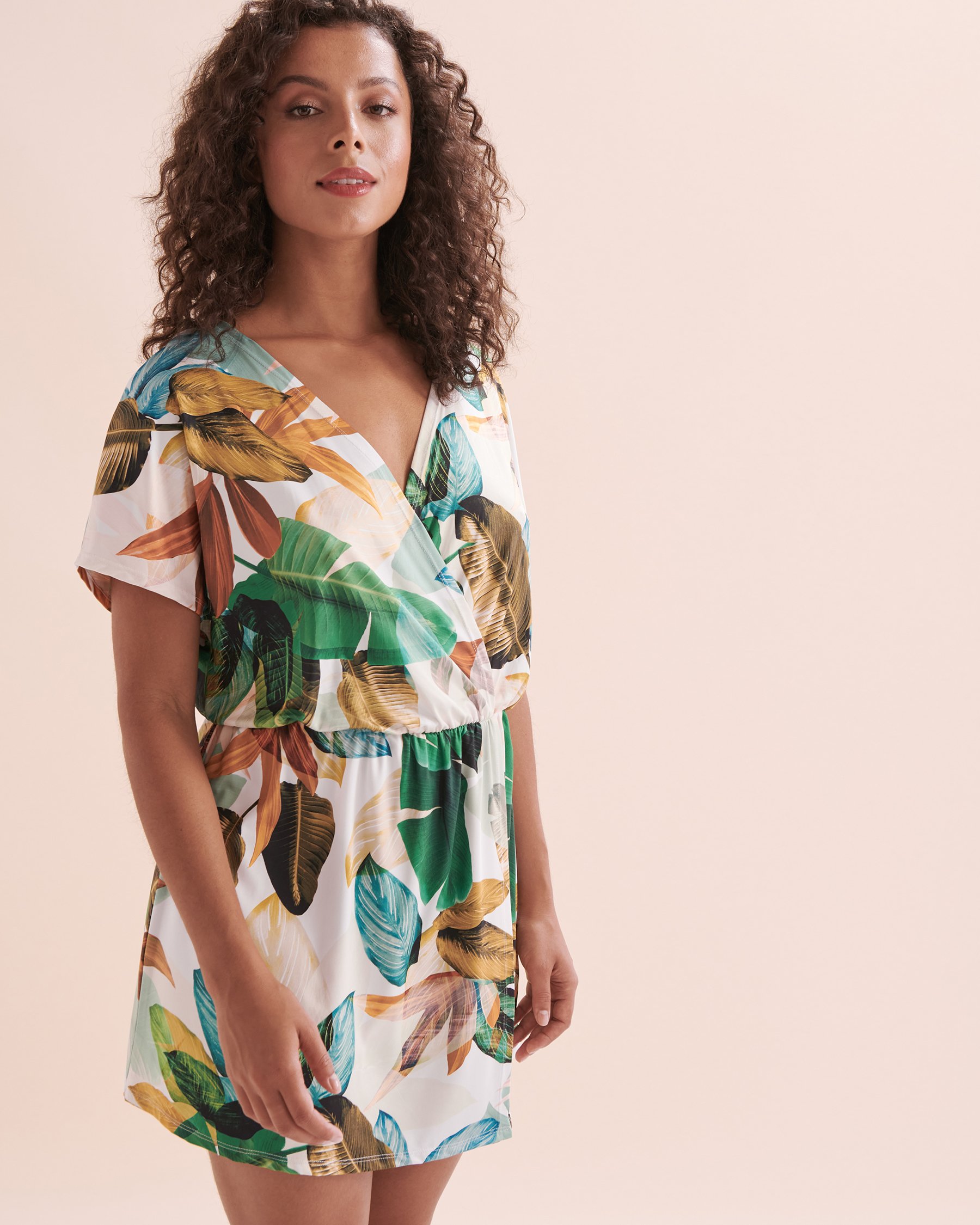 EVERYDAY SUNDAY Robe courte cache-coeur Pacific Jungle Imprimé tropical ESBEAW03858 - Voir4