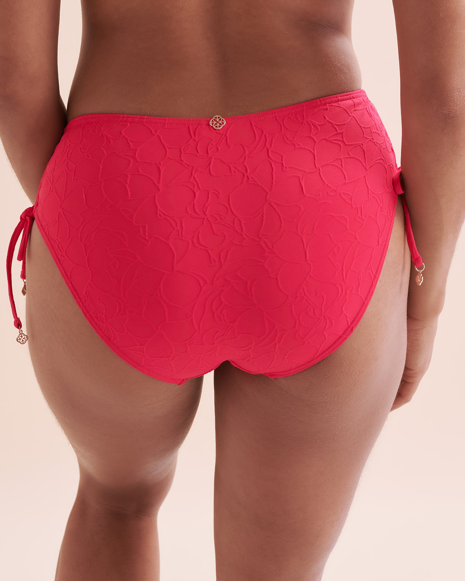 TURQUOISE COUTURE Floral Mist Textured Side Tie Bikini Bottom Bright Pink 01300337 - View7