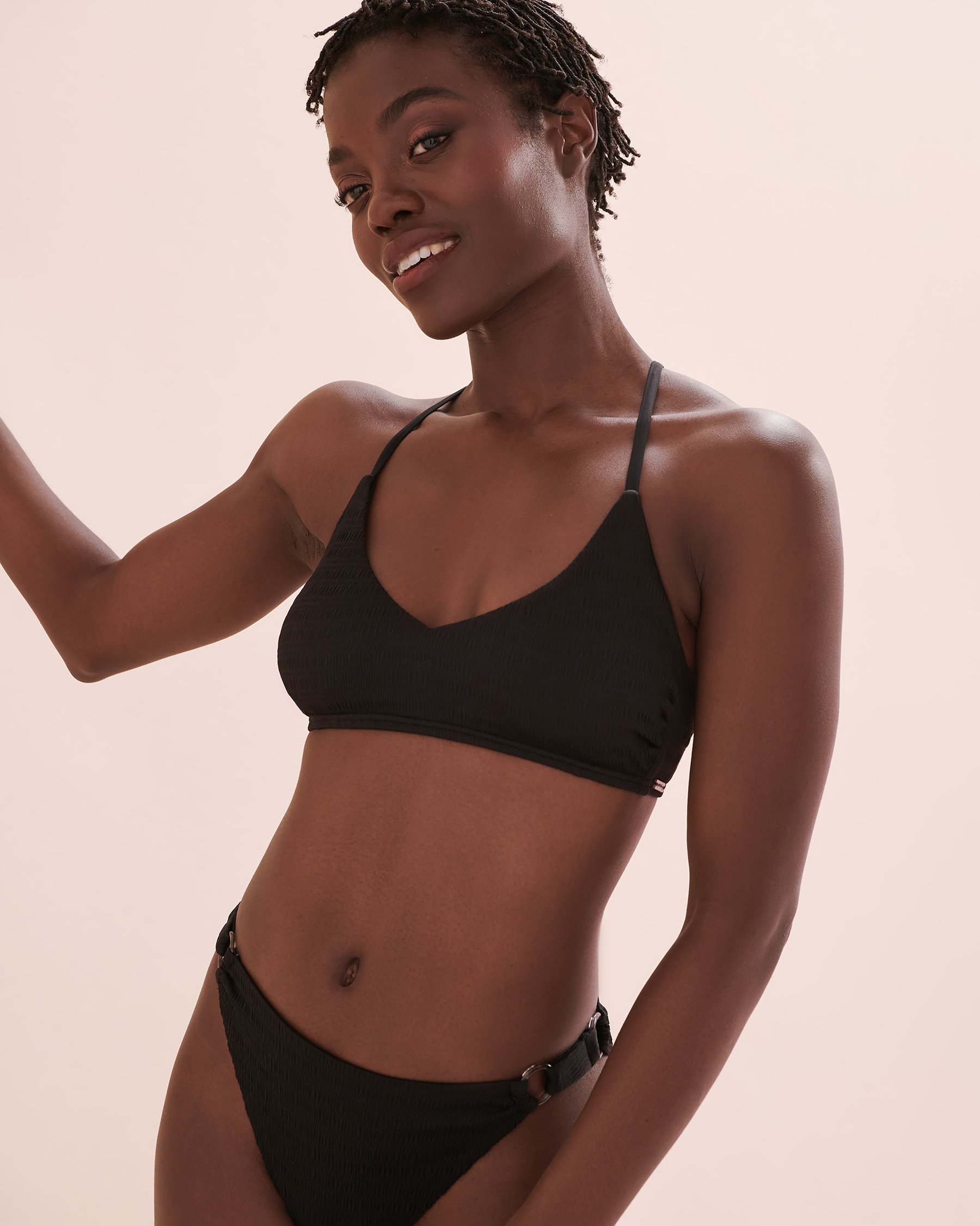 MY BIKINI STORY Bahamas Textured Cheeky Bikini Bottom Black 01300333 - View8
