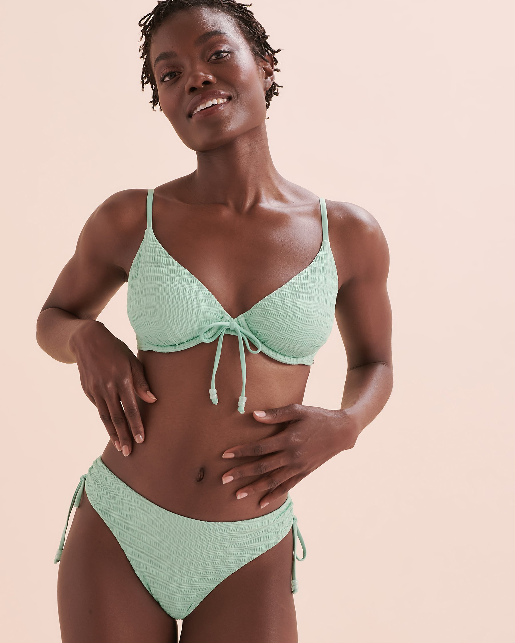 MY BIKINI STORY Bas de bikini noué aux hanches texturé Bahamas Aqua 01300334 - Voir8