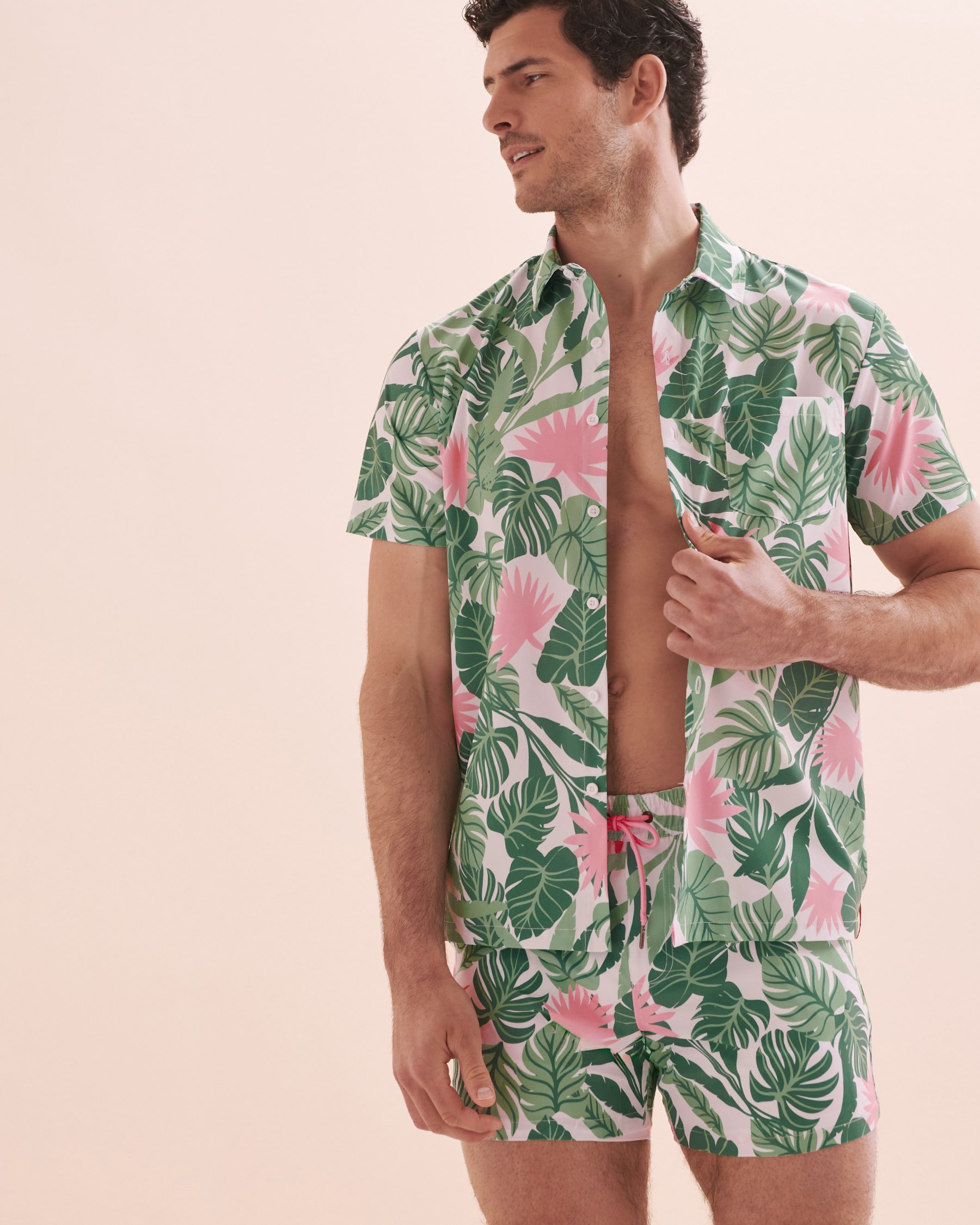 HAMABE Short Sleeve Shirt Tropical Green 04100021 - View4