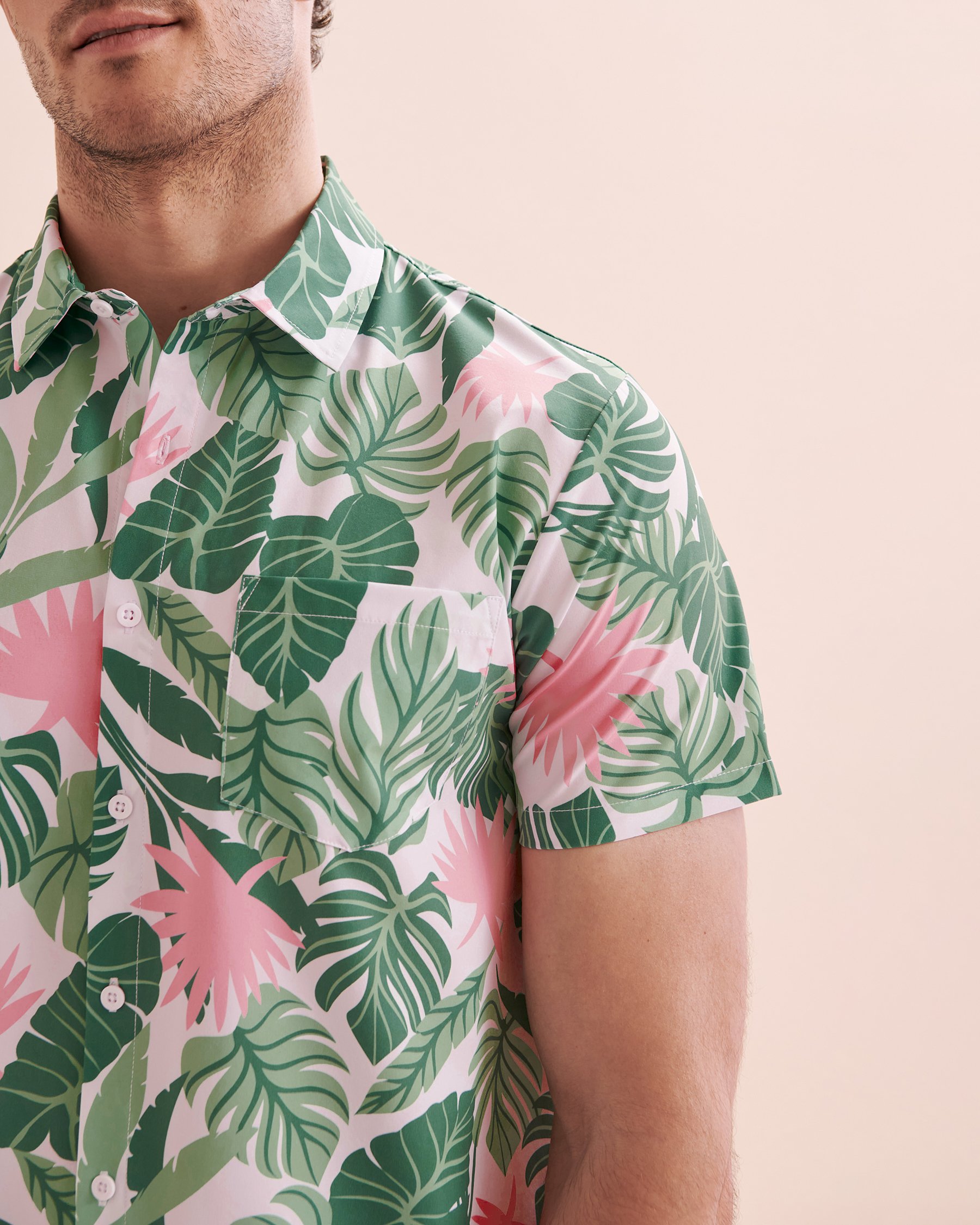 HAMABE Short Sleeve Shirt Tropical Green 04100021 - View6