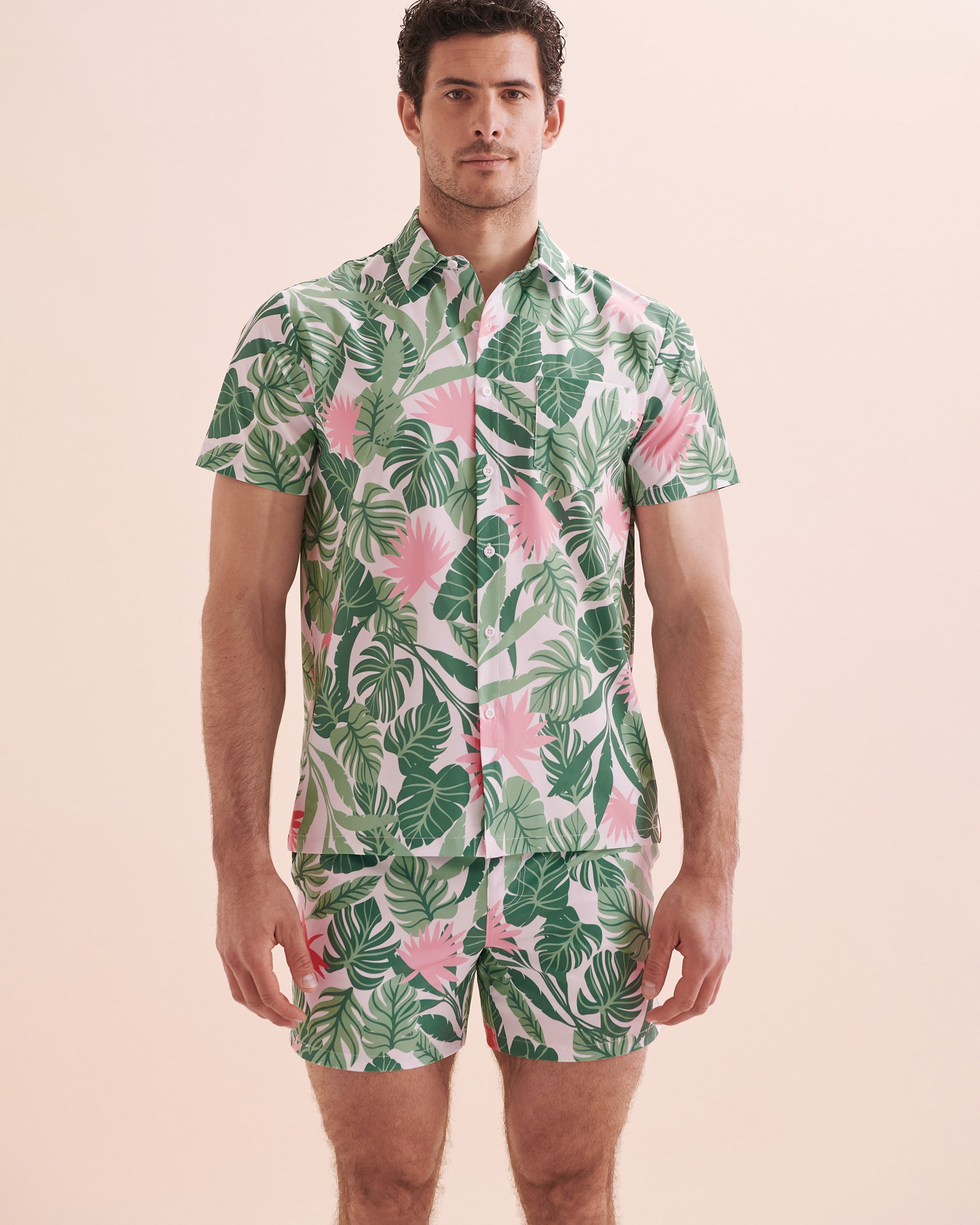 HAMABE Short Sleeve Shirt Tropical Green 04100021 - View7
