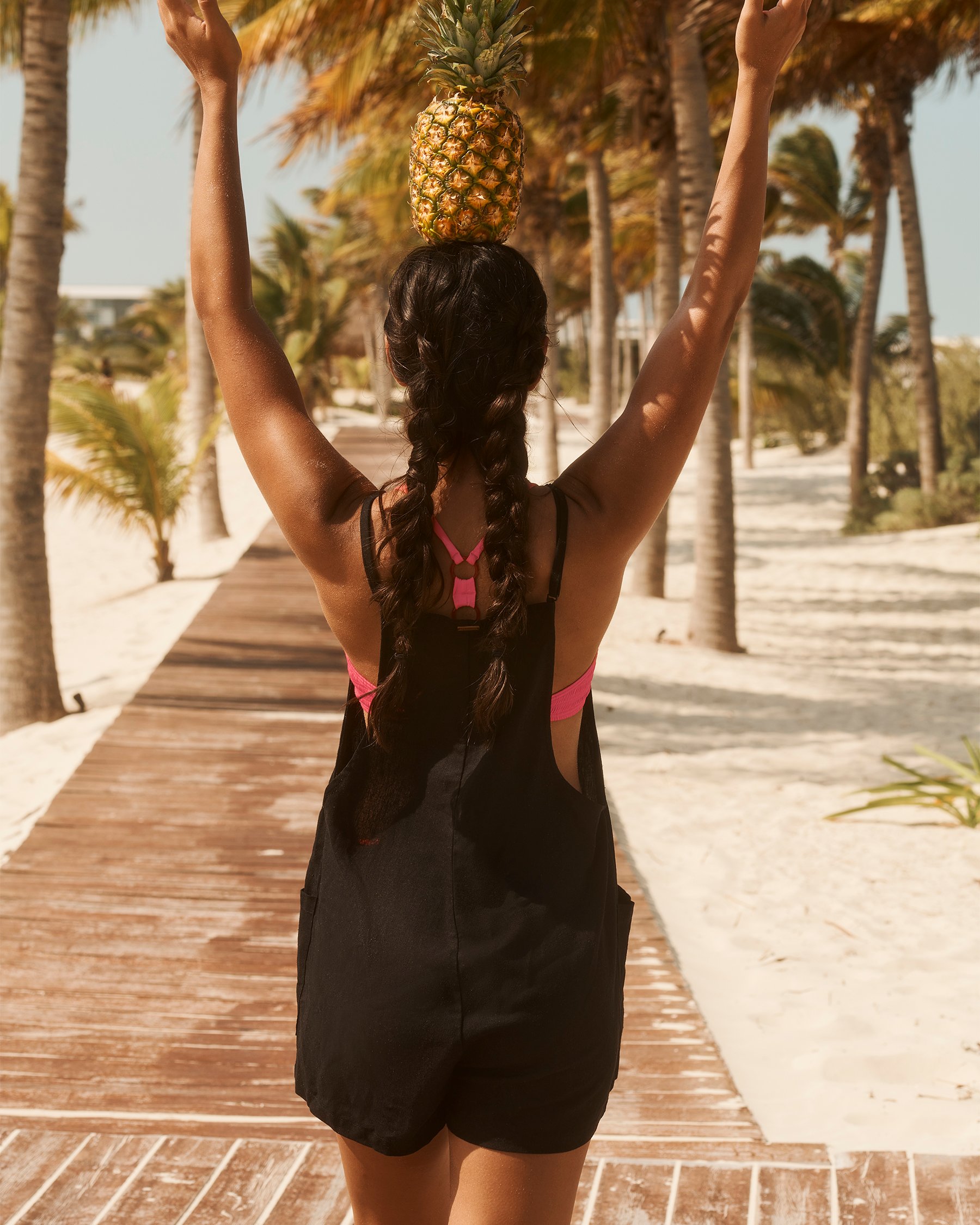 MY BIKINI STORY Thin Straps Linen Romper Black 02300121 - View3