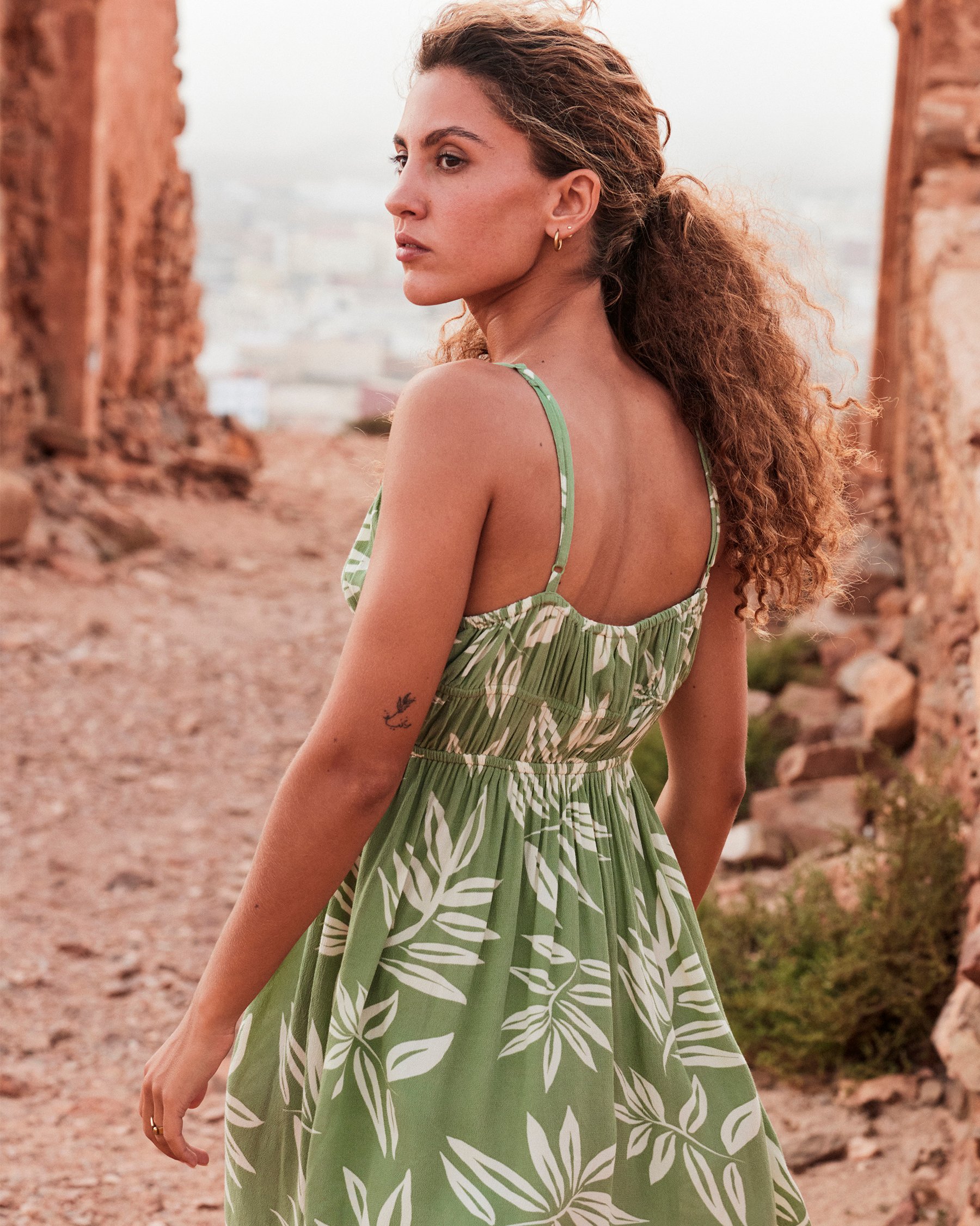 ROXY La Vida Mini Dress Oil Green ERJWD03813 - View2