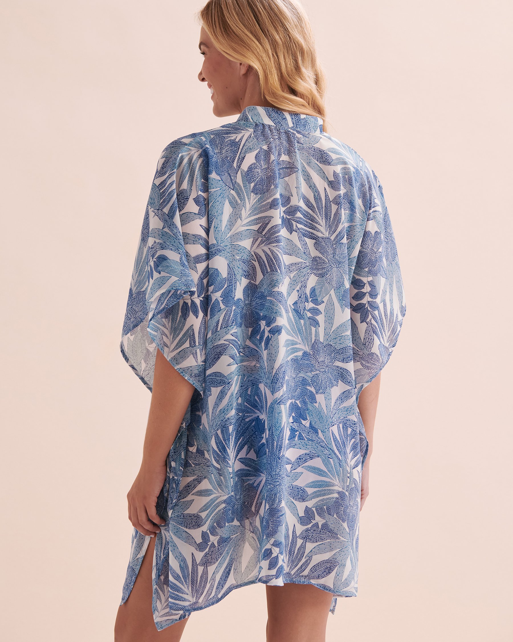 COVER ME Peach Chiffon Short Sleeve Button-down Shirt Cobalt White 25052249 - View2