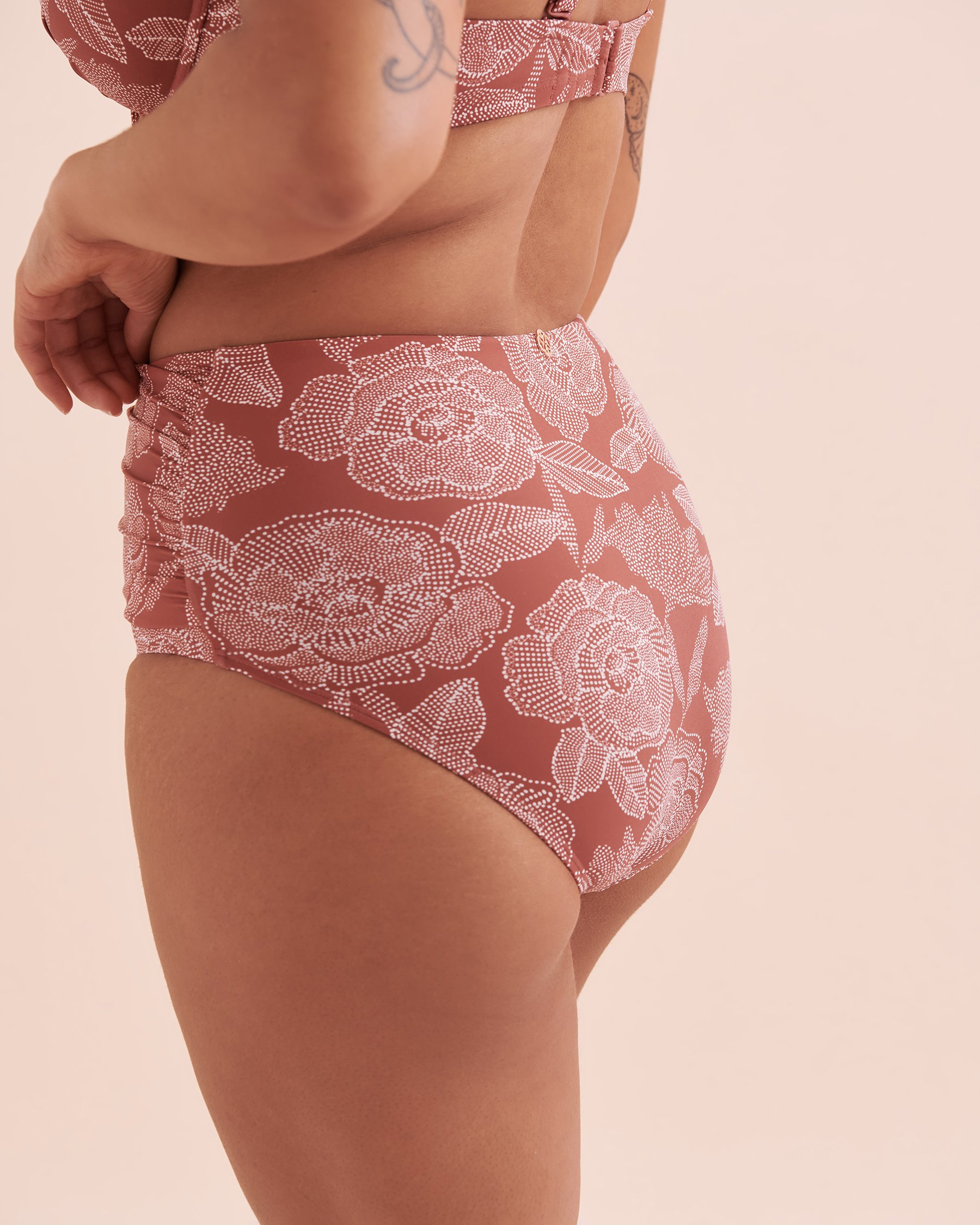 TURQUOISE COUTURE Bas de bikini taille haute plissée Marsala Marsala 01300341 - Voir6