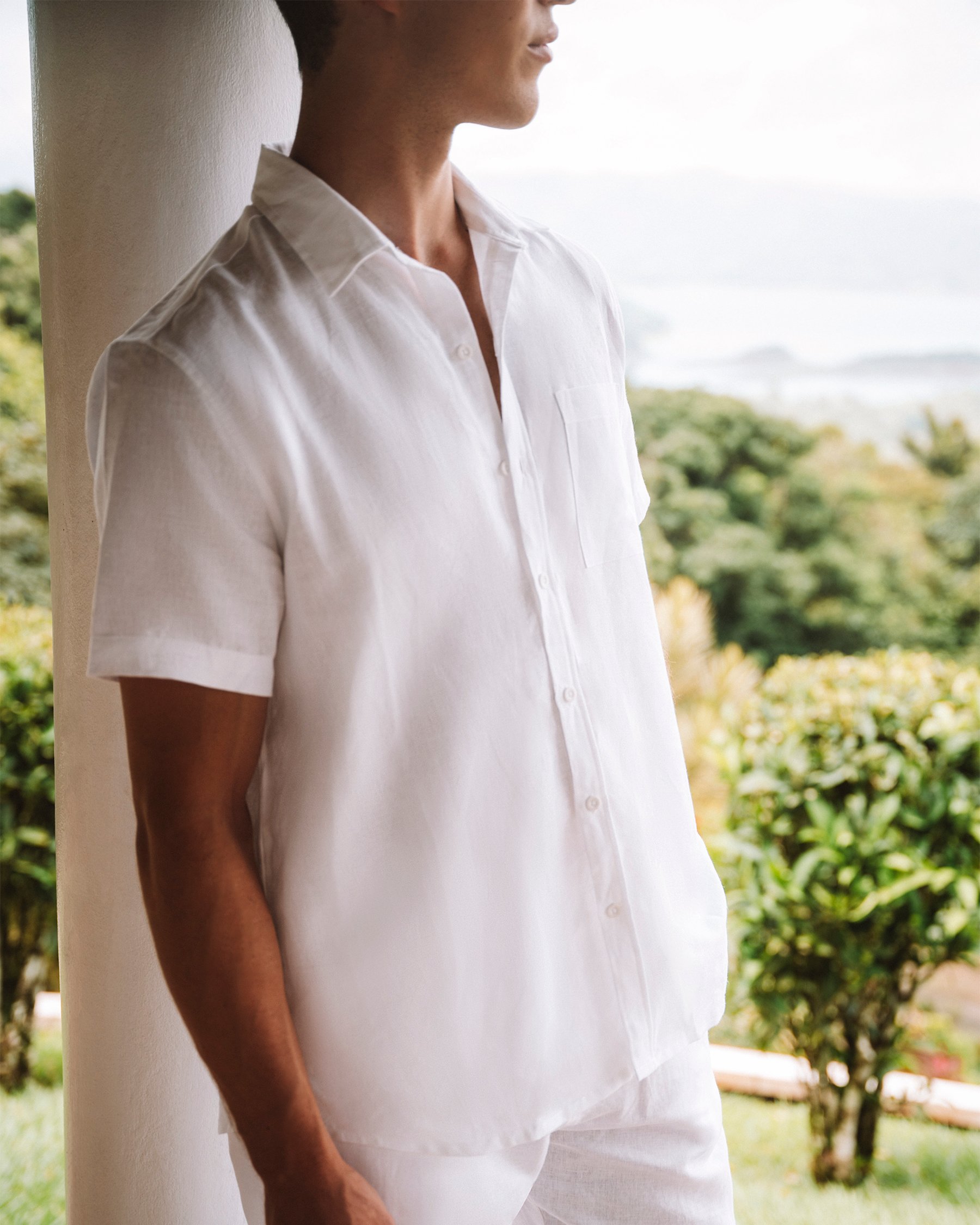 OFF THE BEACH Chemise manches courtes en mélange de lin Blanc 04100022 - Voir3