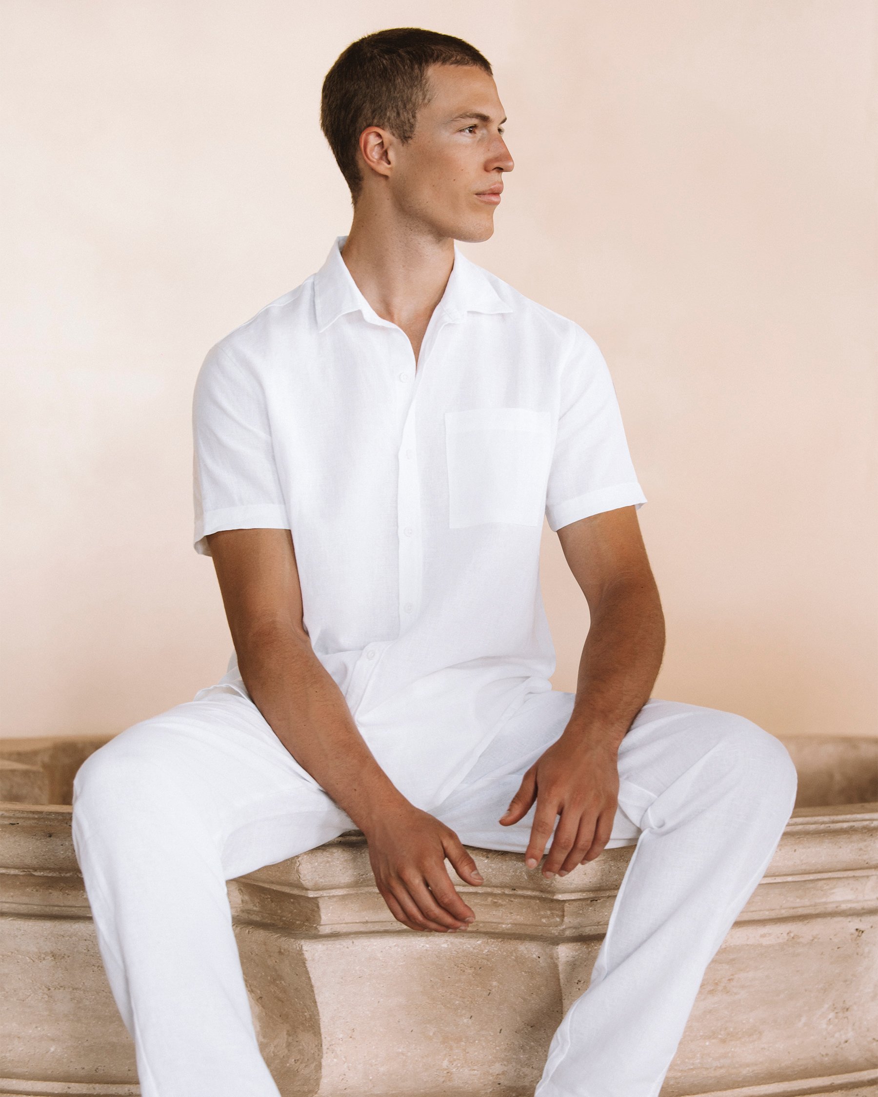 OFF THE BEACH Chemise manches courtes en mélange de lin Blanc 04100022 - Voir1