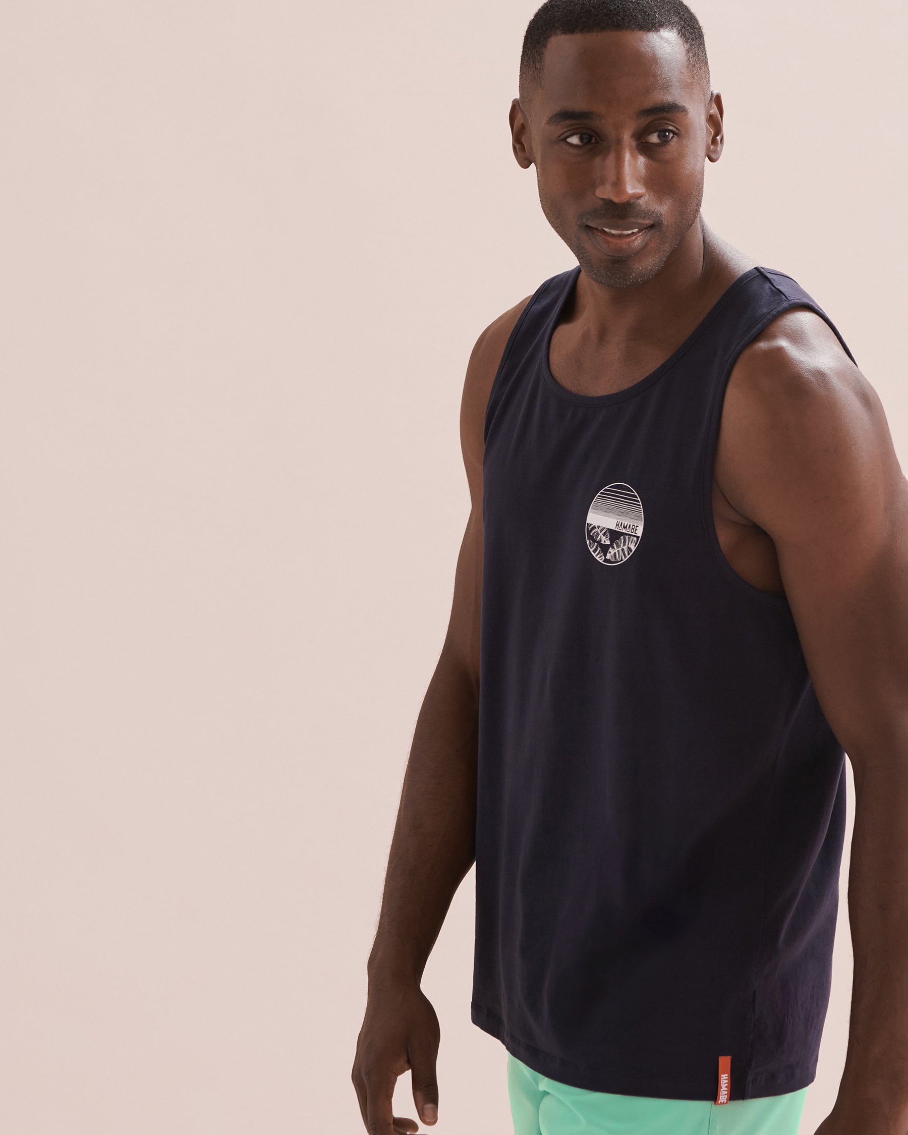 HAMABE Cotton Tank Top Maritime Blue 04100024 - View3