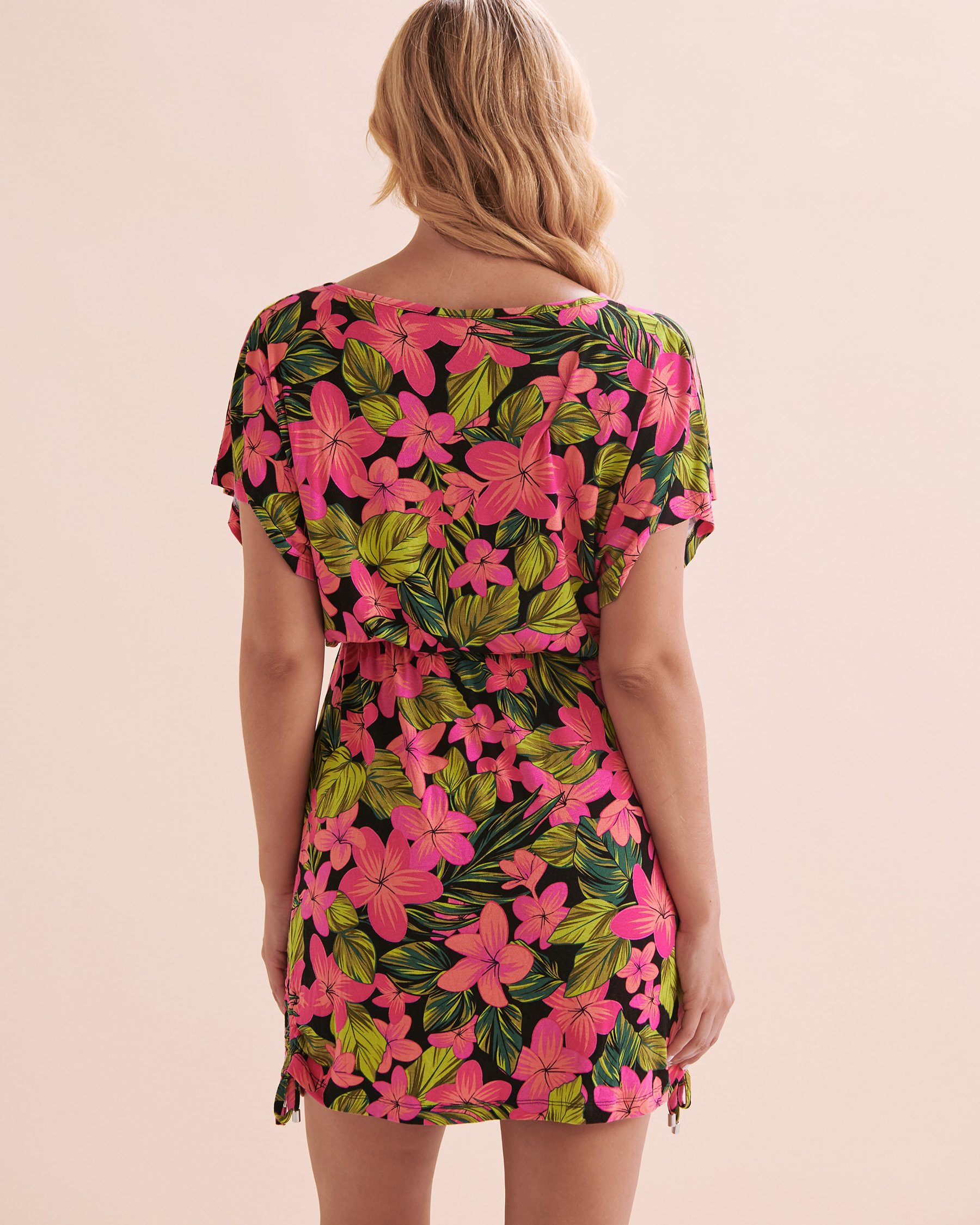EAU DE SEA Robe courte en crêpe Tropic Bliss Évasion tropicale rose 02300128 - Voir2