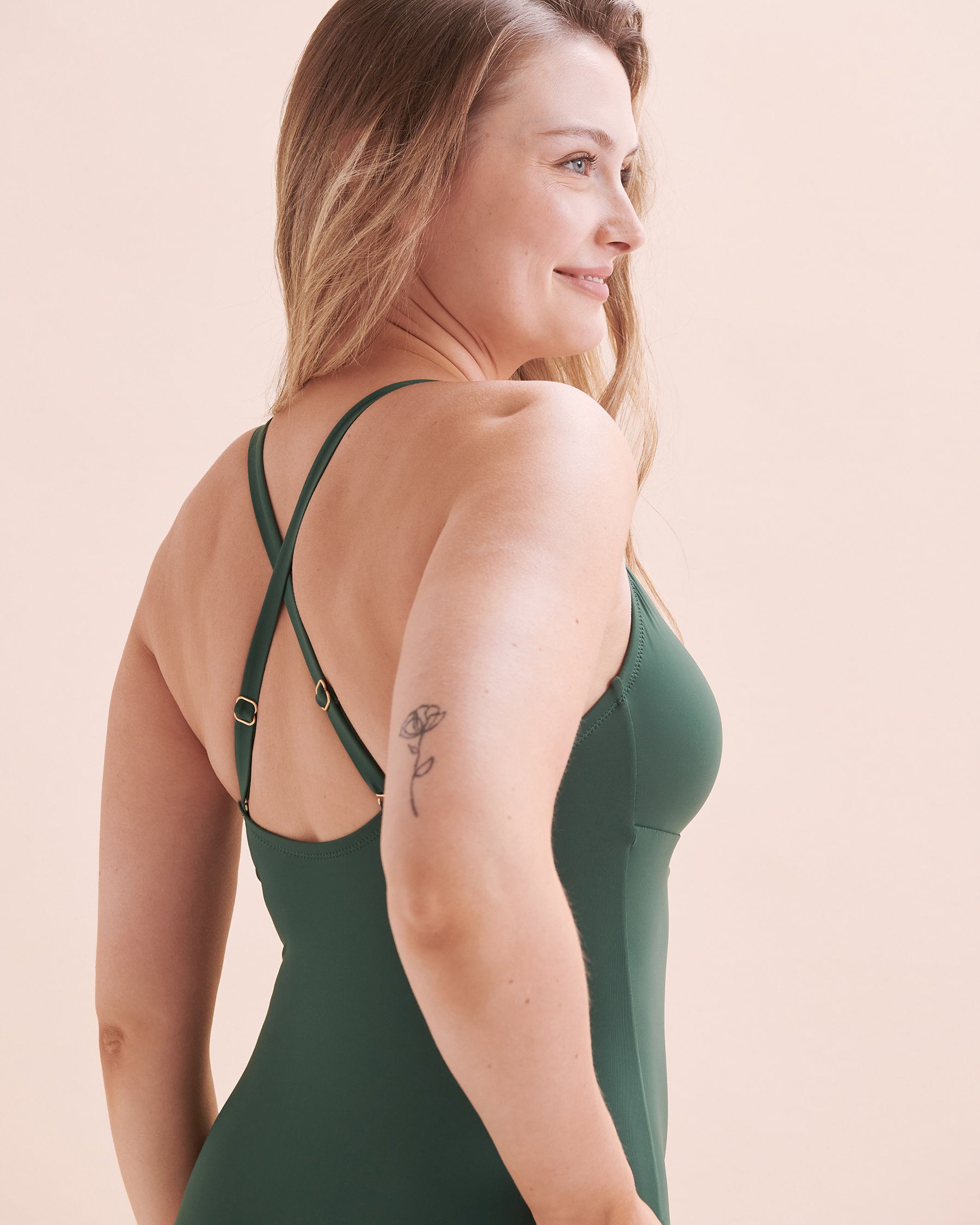 EVERYDAY SUNDAY Maillot une-pièce à bretelles tressées Misty Tropics Vert forêt tropicale ESBEAW04159 - Voir7