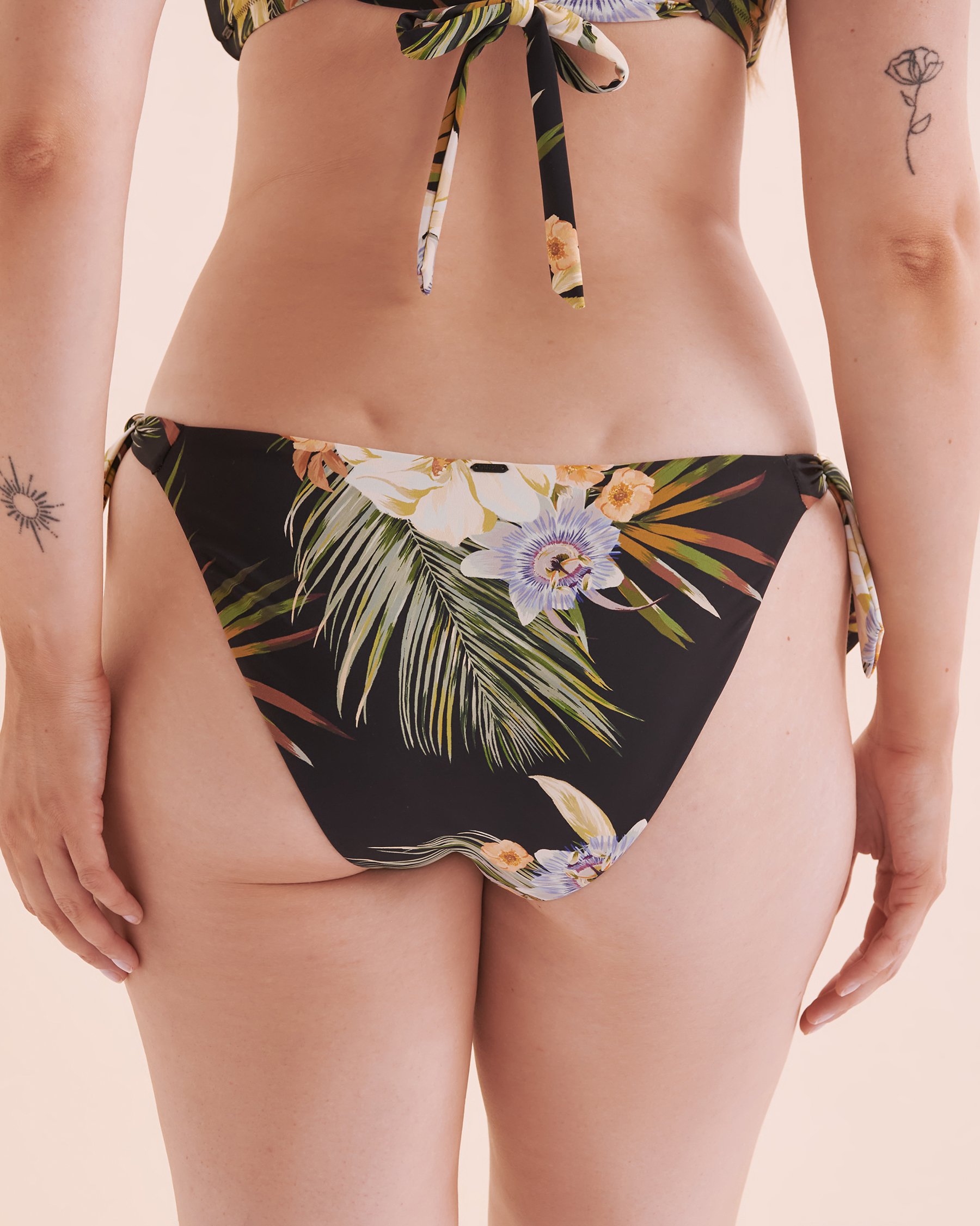 EVERYDAY SUNDAY Bas de bikini Exotic Tiki Imprimé floral noir ESBEAW04165 - View4