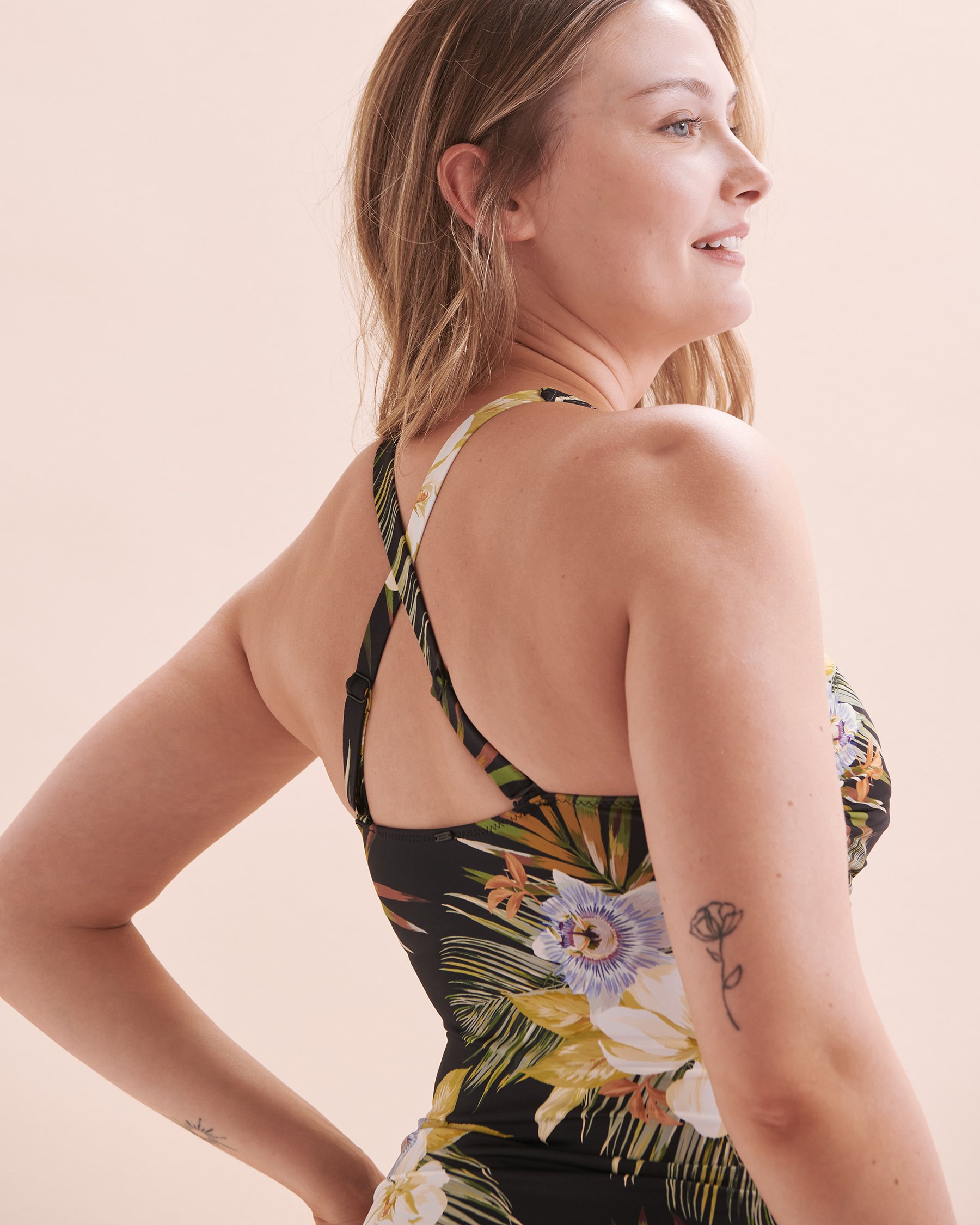 EVERYDAY SUNDAY Exotic Tiki Tankini Top Black Floral ESBEAW00967E - View3