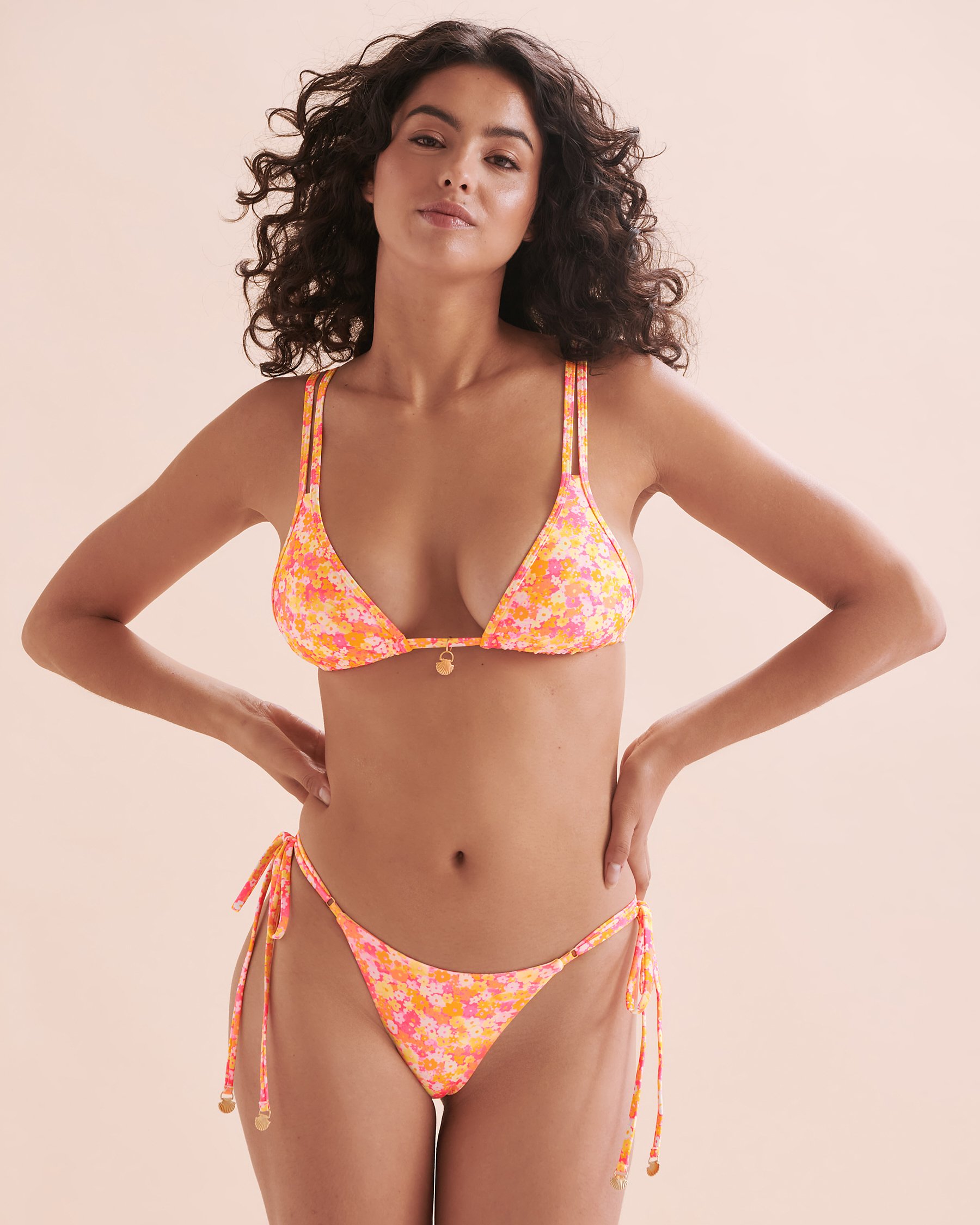 KULANI KINIS Haut de bikini triangle Mimosa Meadows Orange champs de mimosas TOP159MMEA - Voir4