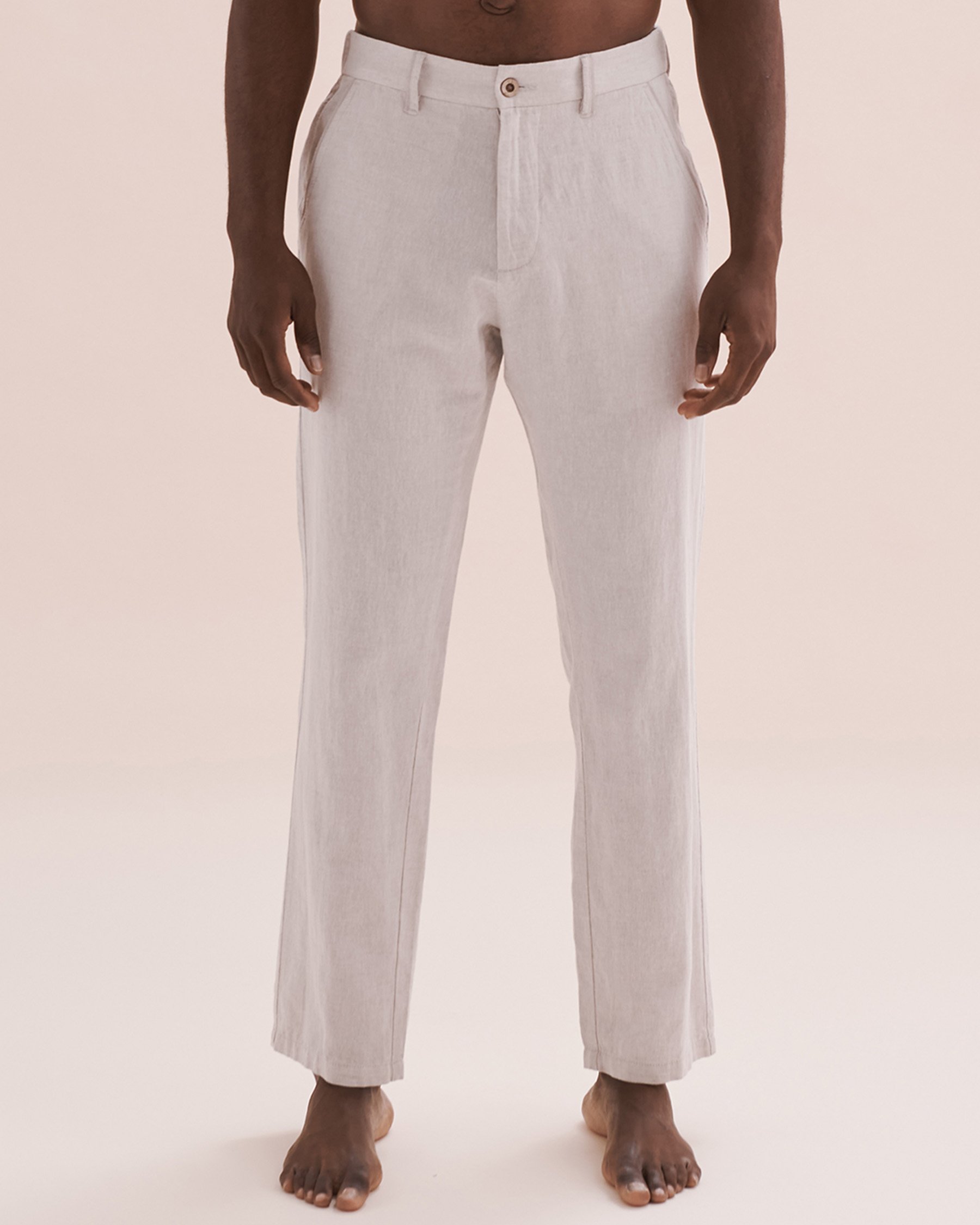 PUBLIC BEACH Pantalon en lin Blanc cassé PB7101BIK - View1