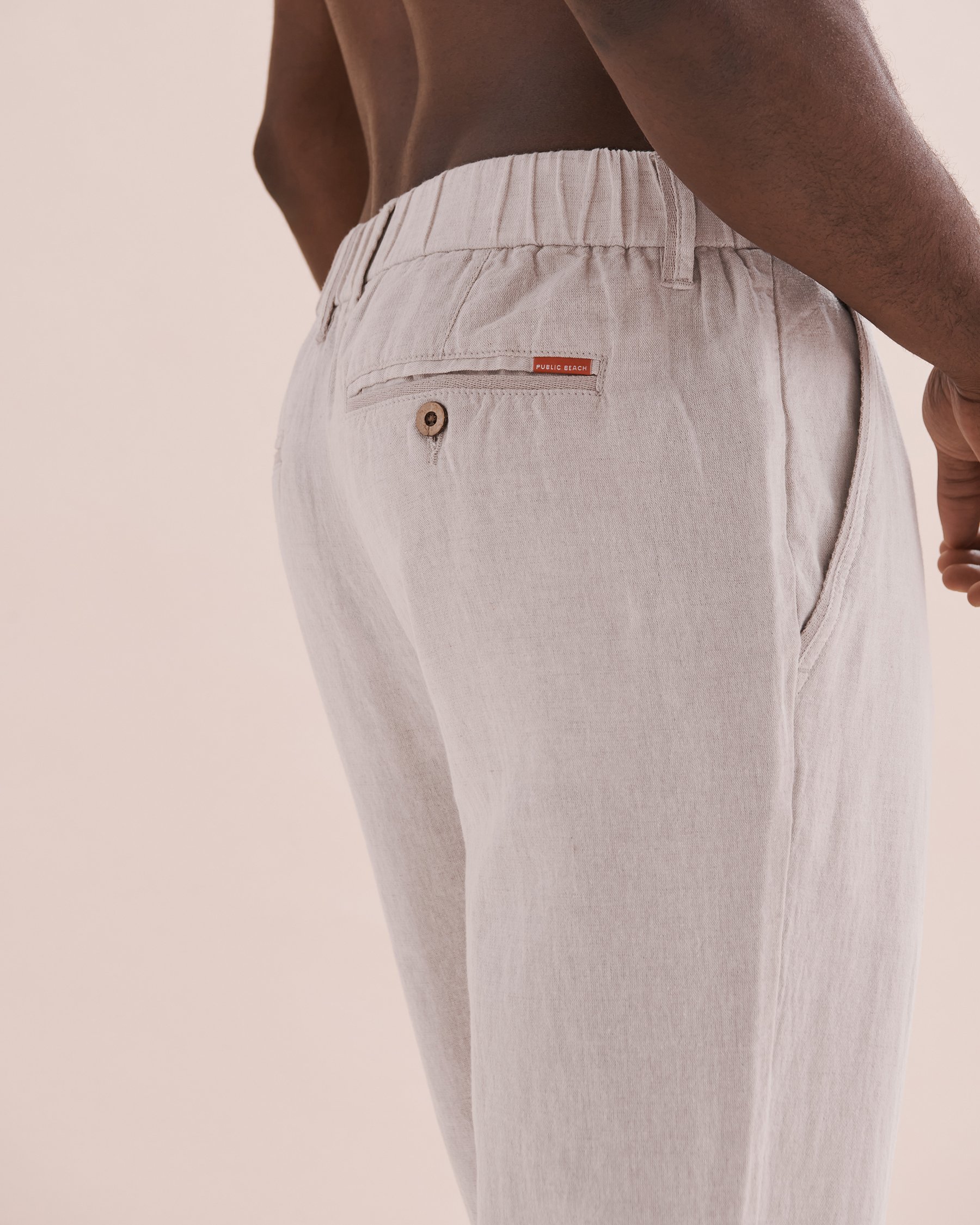 PUBLIC BEACH Pantalon en lin Blanc cassé PB7101BIK - View3