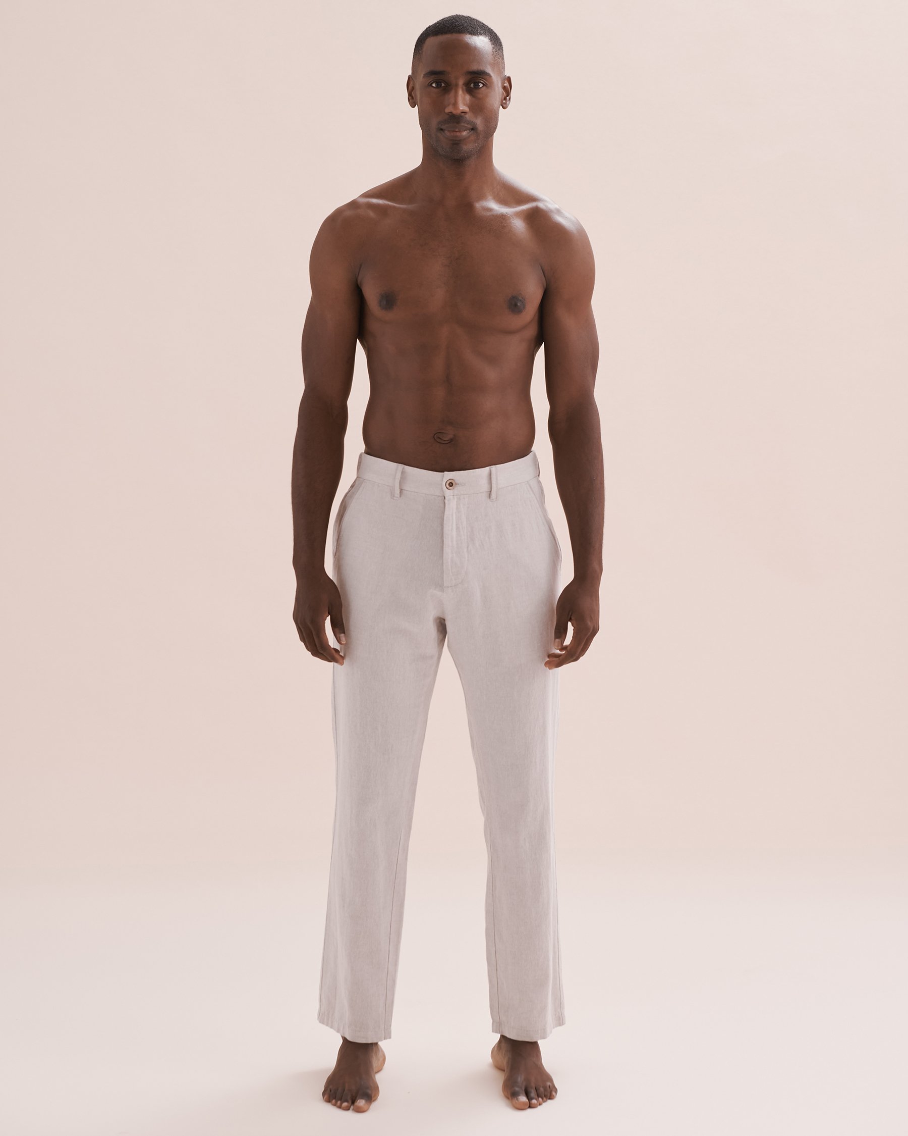 PUBLIC BEACH Pantalon en lin Blanc cassé PB7101BIK - View5