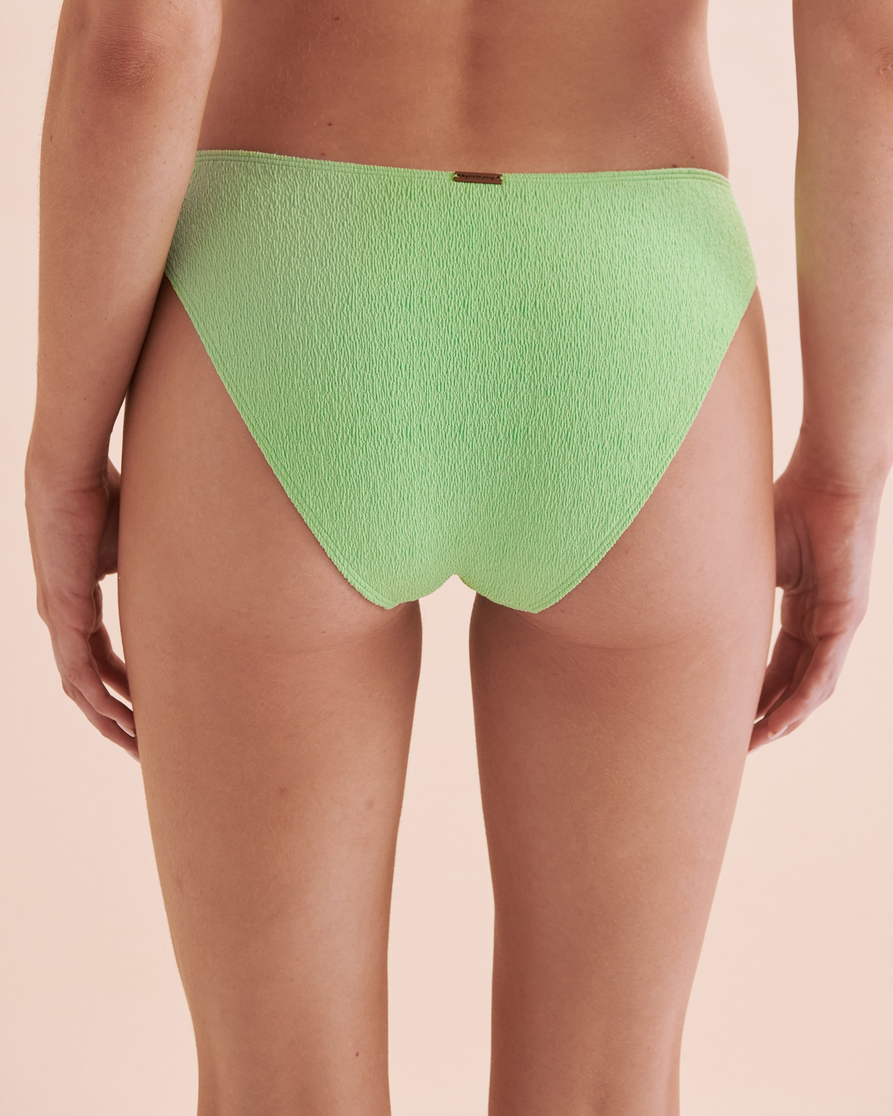 MY BIKINI STORY Santa Monica Textured Brazilian Bikini Bottom Apple Green 01300345 - View6