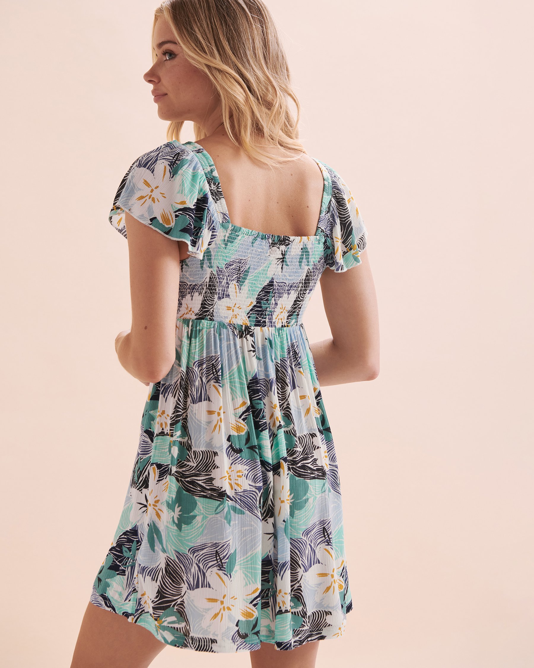 ROXY Robe courte Ocean View Fleurs bleues RD10407AB9RK - View2