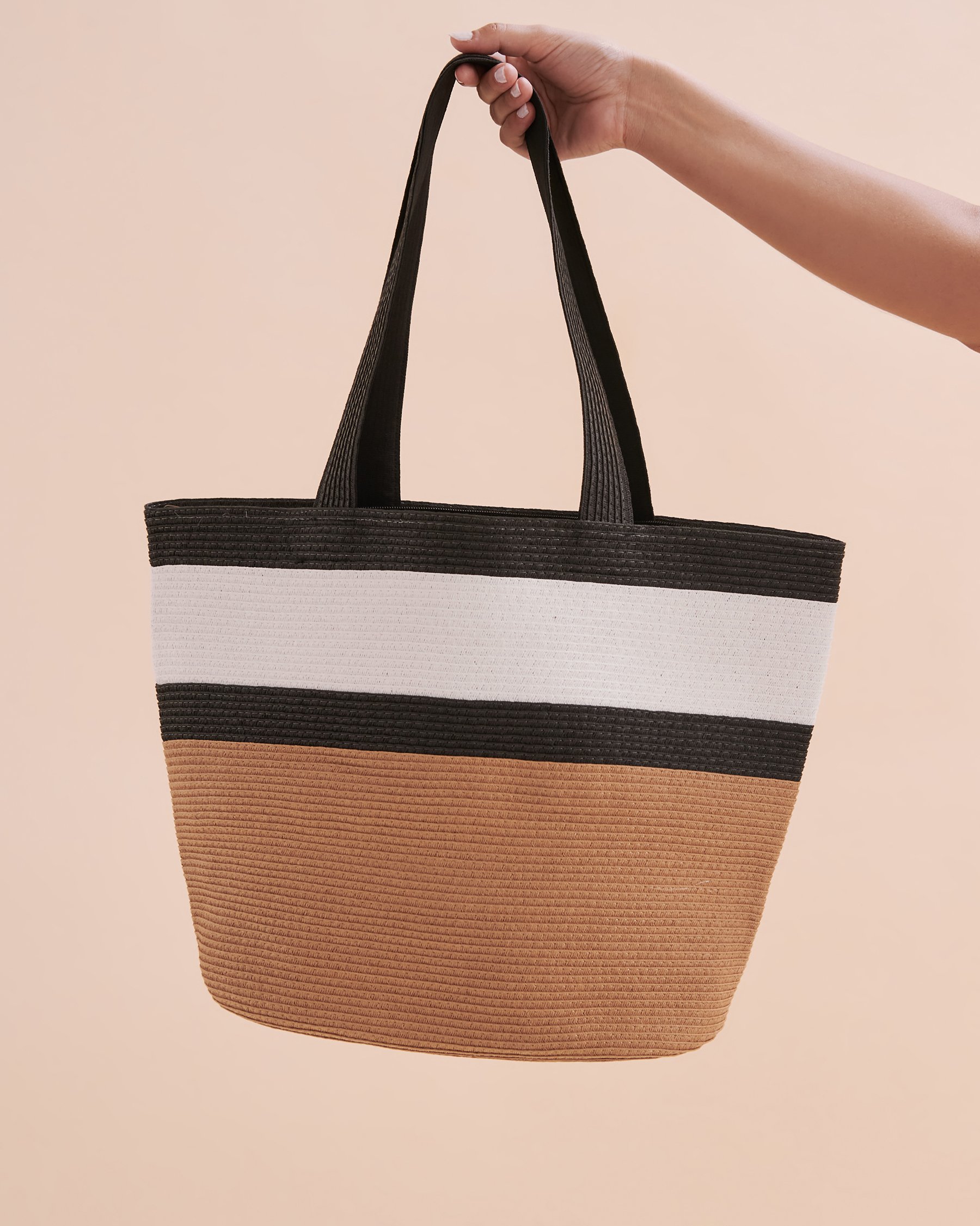 SARAJANE Sac de plage Three Tones Paille/Blanc/Noir 24SJ2147 - View3