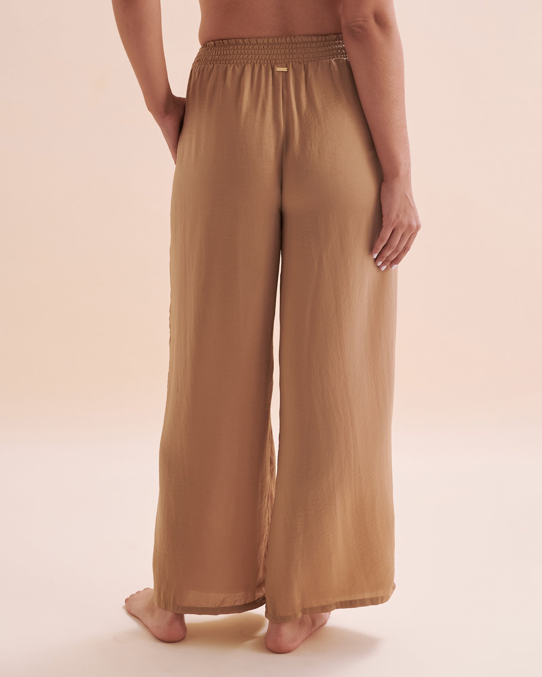 SANTEMARE Satin Beach Pants Sand Beige 02200067 - View6