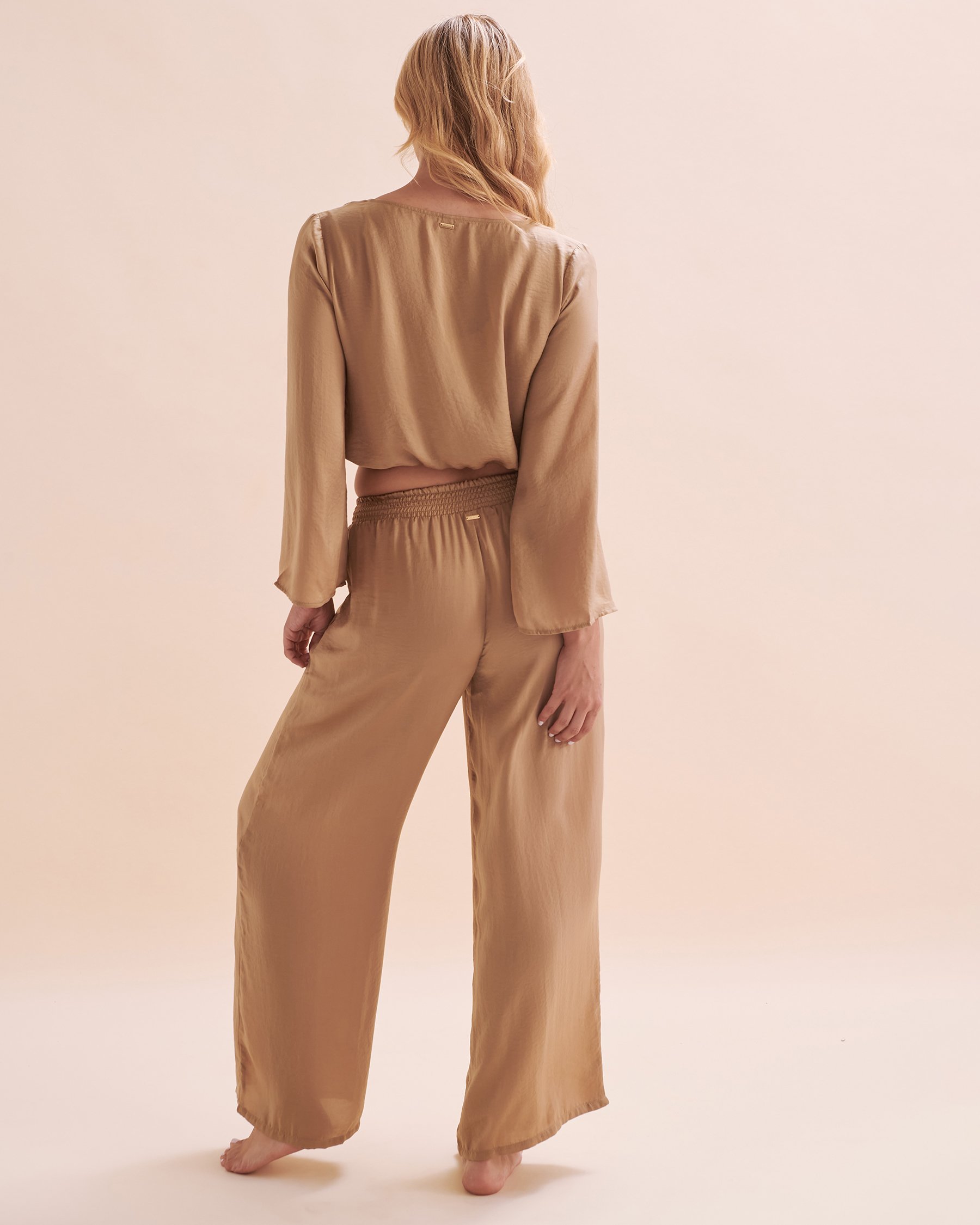 SANTEMARE Satin Crop Top Sand Beige 02100025 - View7