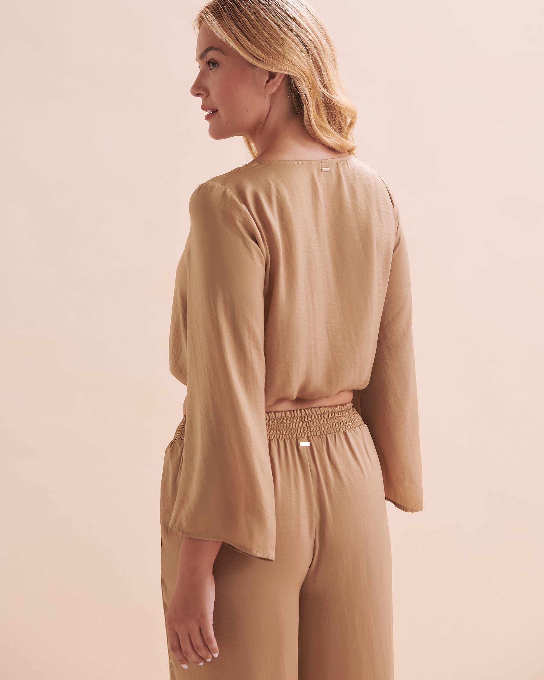 SANTEMARE Satin Crop Top Sand Beige 02100025 - View8