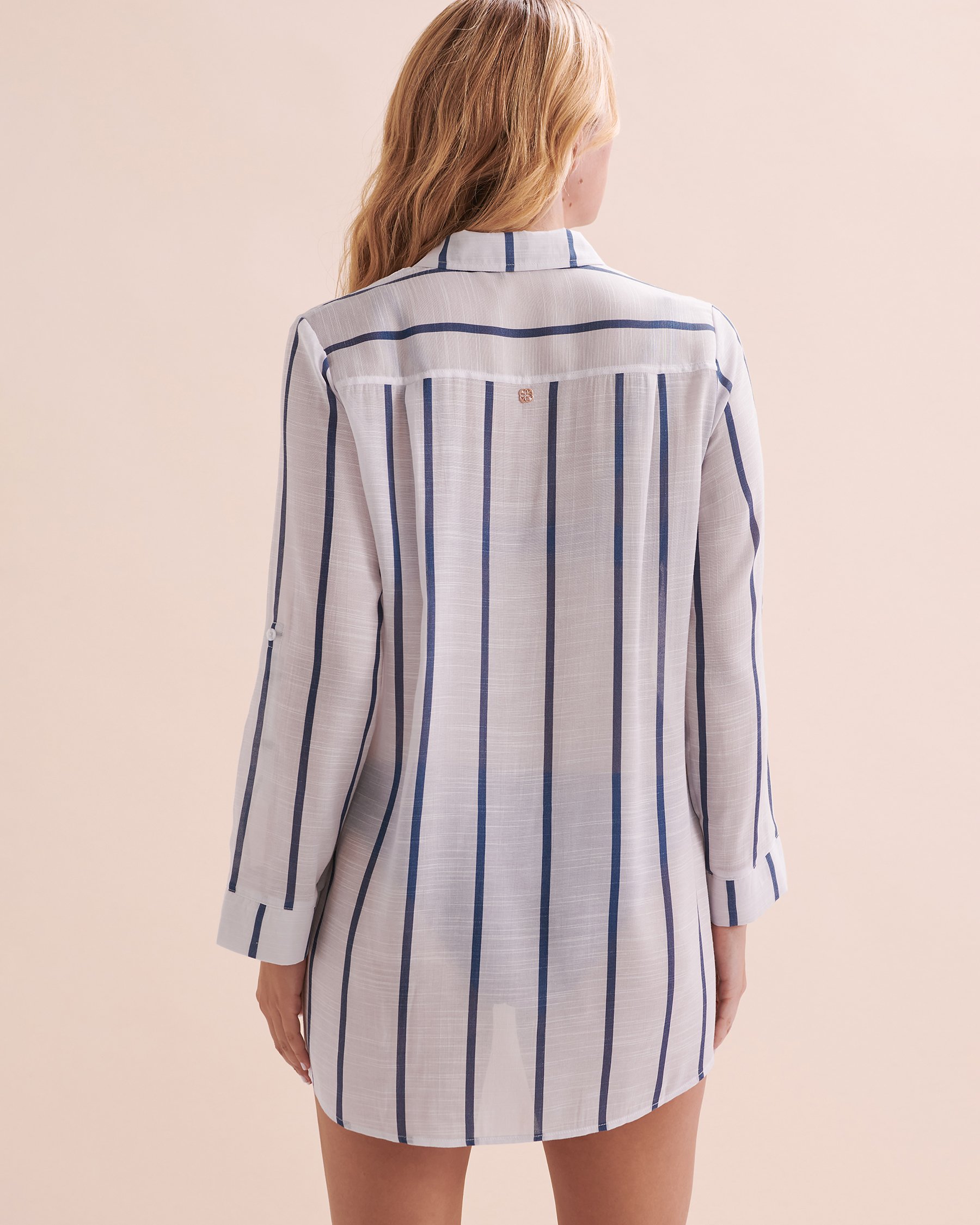 TURQUOISE COUTURE Striped Long Sleeve Shirt Dark Blue Stripes 02100026 - View3