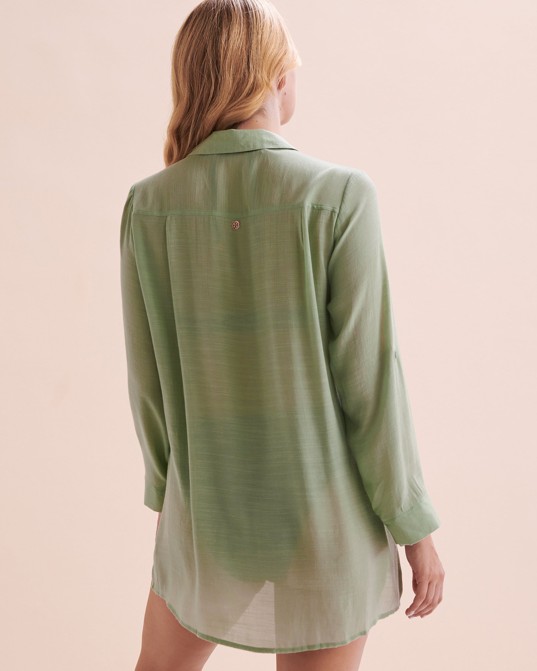 TURQUOISE COUTURE Chemisier long en voile Vert granit 02100027 - Voir6