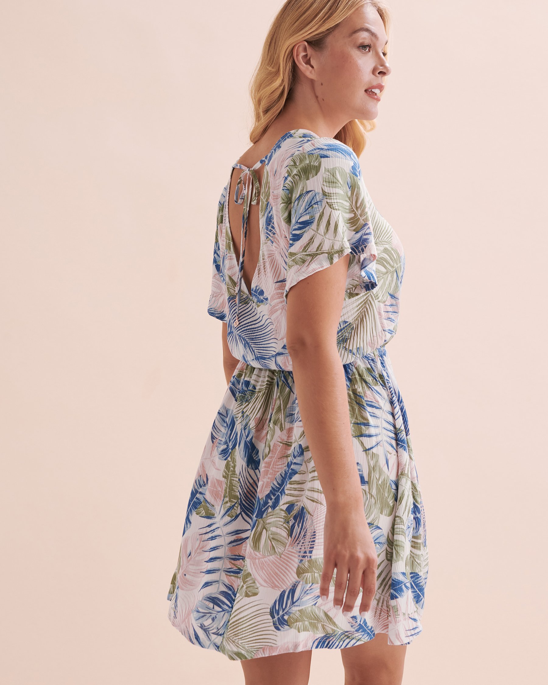 TURQUOISE COUTURE Robe courte imprimé tropical Mer tropicale bleu 02300131 - Voir2