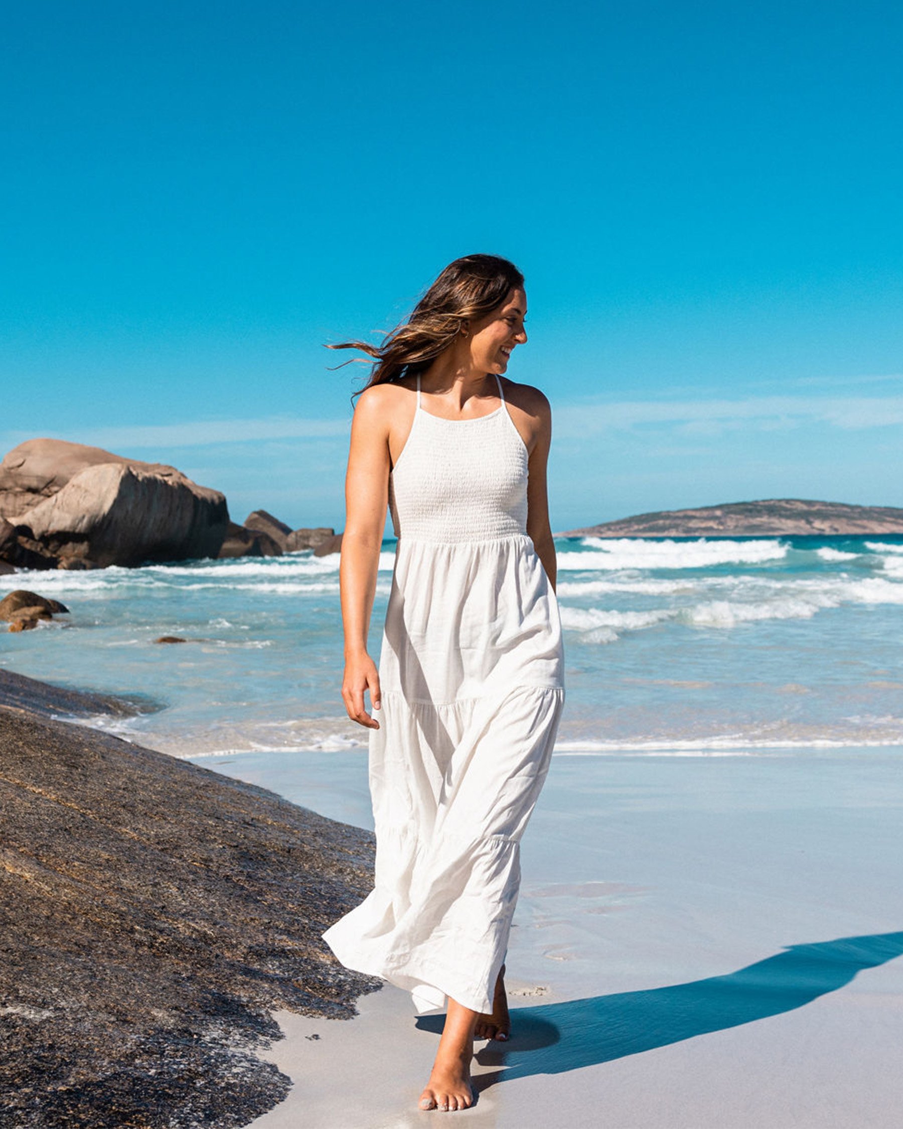 RIP CURL Robe longue avec broderies Pacific Dreams Crème 041WDR - Voir1