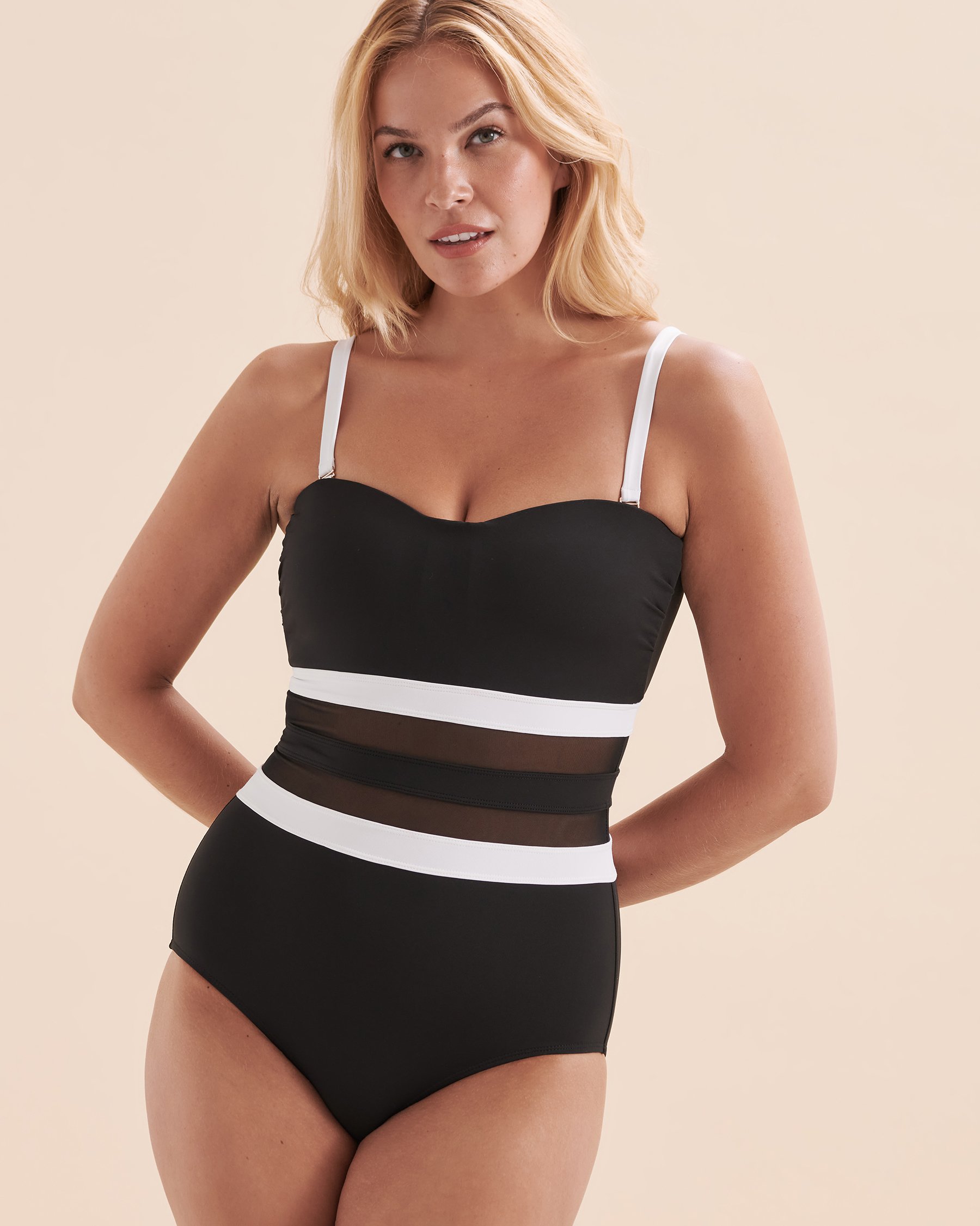 ANNE COLE Maillot une-pièce bandeau Meshing Around Noir 24MO05001 - Voir1