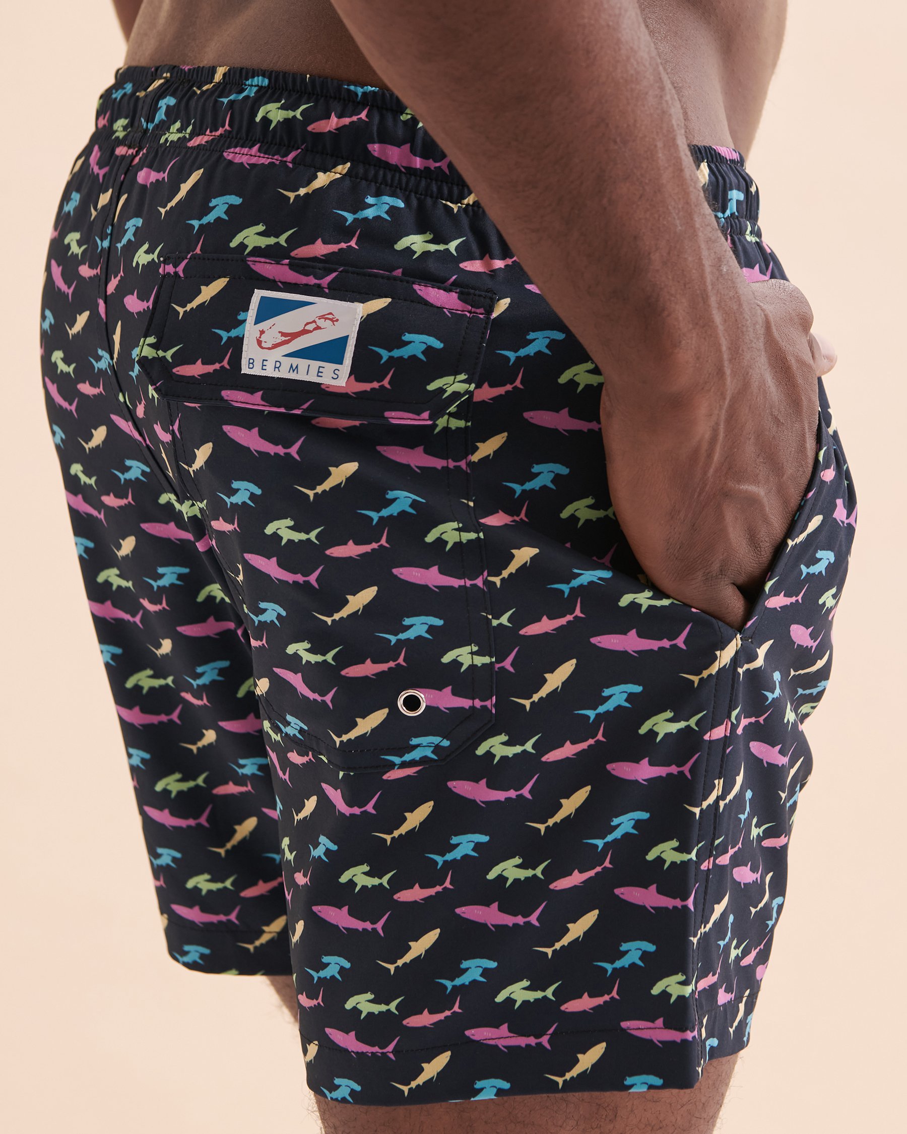 BERMIES Color Shark Volley Swimsuit Black CLRSHARK-CLA - View3