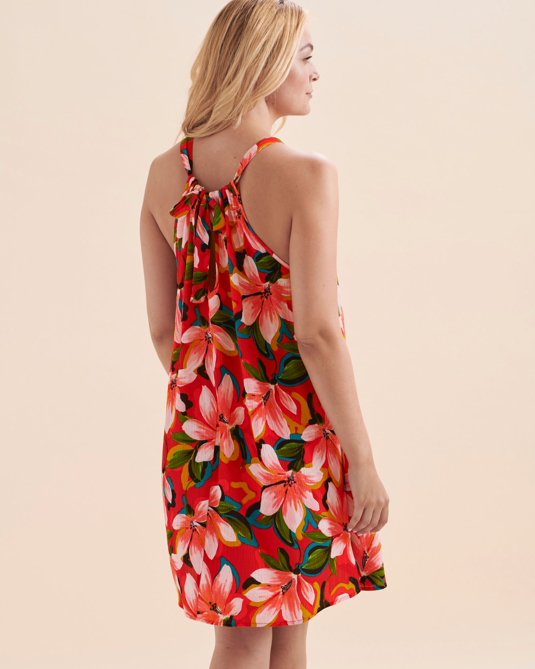 SKYE Break of Day High Neck Halter Dress Ruby Tropical SK759620 - View2