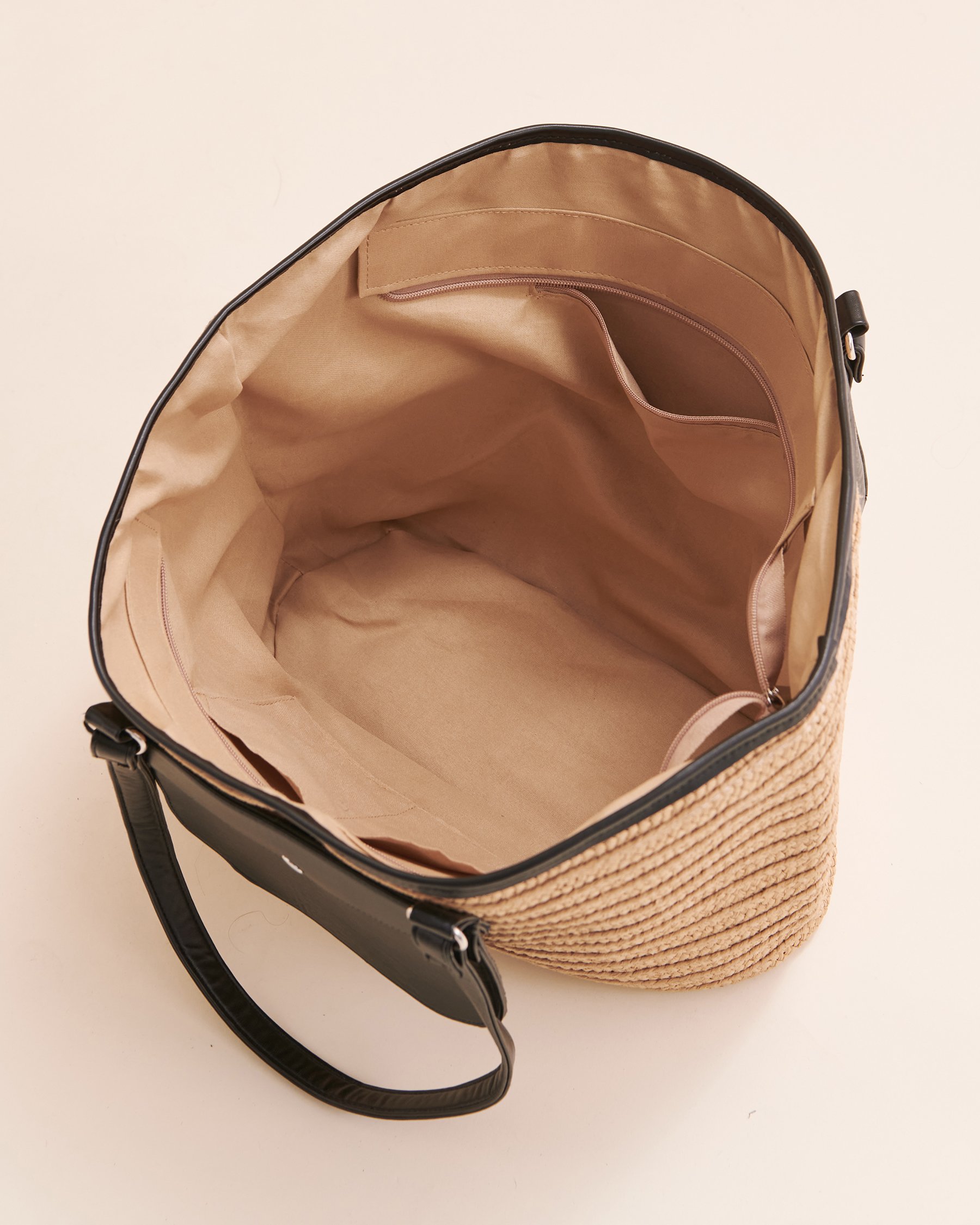 CASABAWA Beach Bag Black & Straw NB3-55 - View2