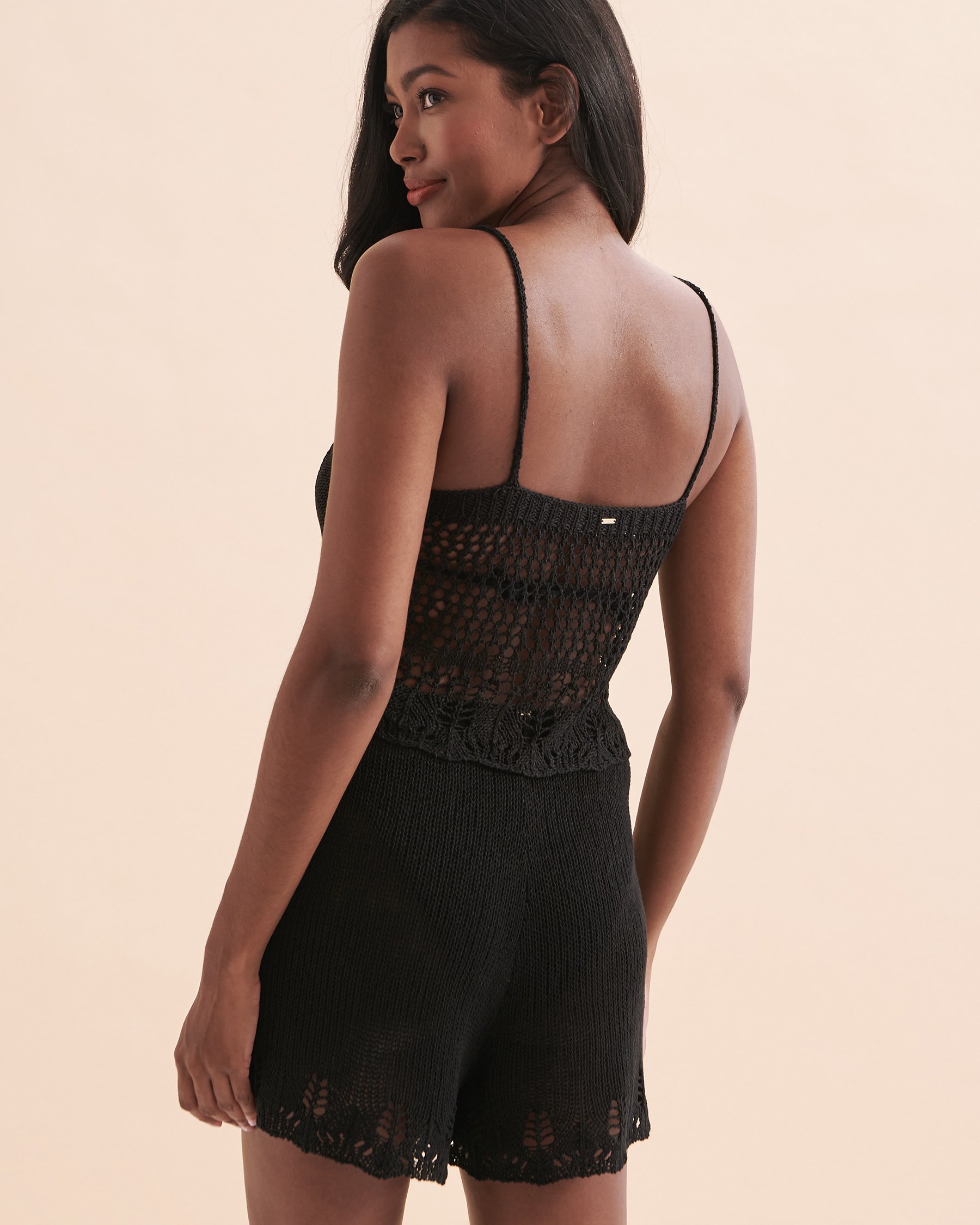EVERYDAY SUNDAY Camisole courte Resort Noir ESBEAW02786 - Voir2