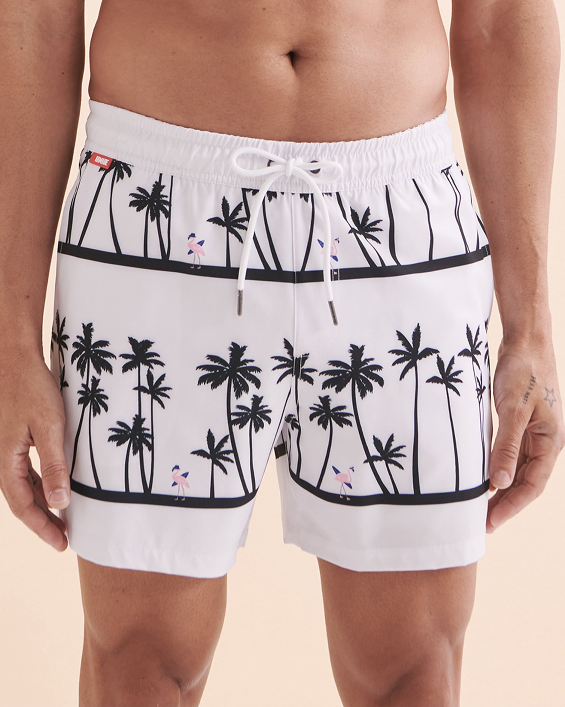 HAMABE Volley Swimsuit Stripe Palm Trees 03100023 - View1