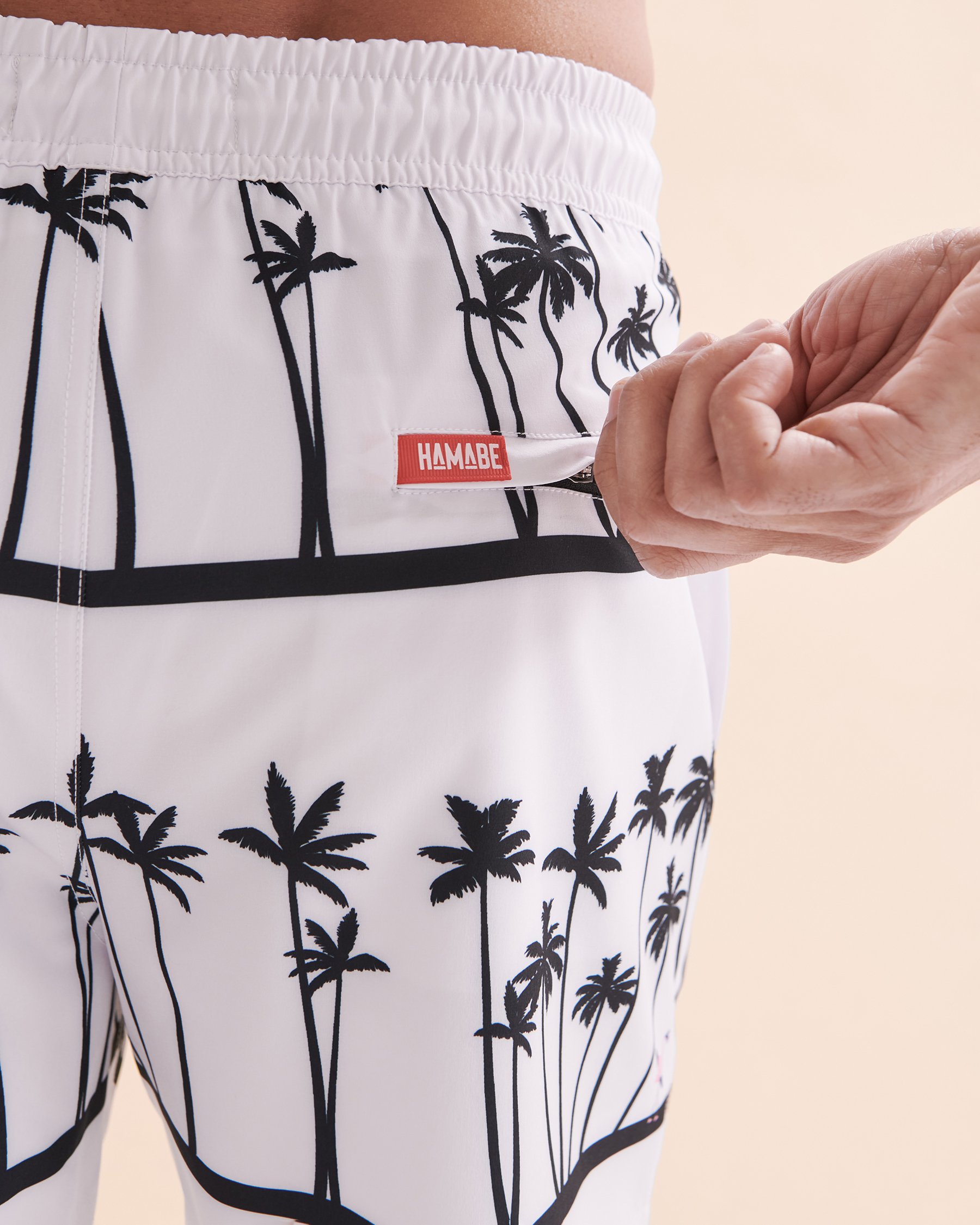 HAMABE Volley Swimsuit Stripe Palm Trees 03100023 - View4