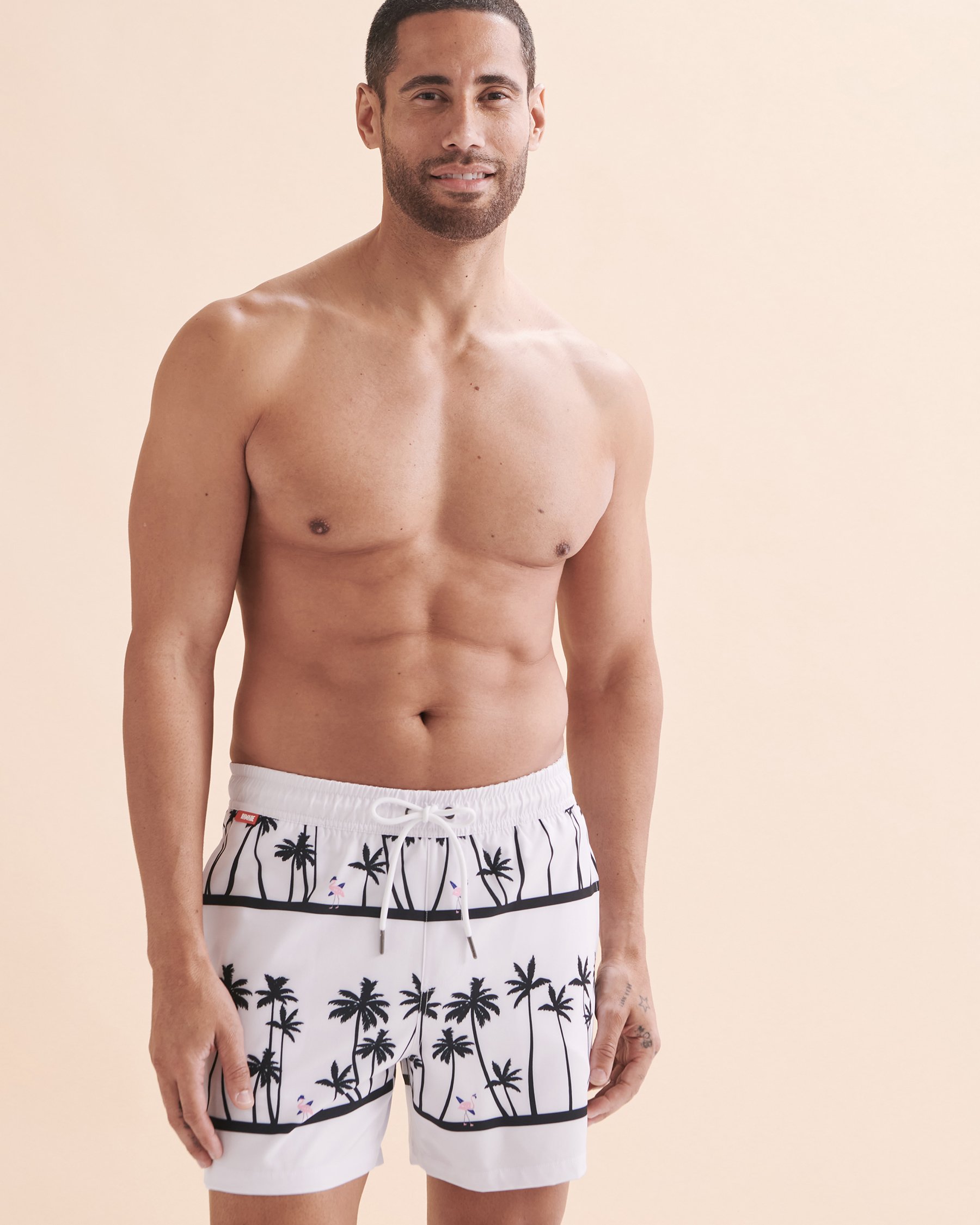 HAMABE Volley Swimsuit Stripe Palm Trees 03100023 - View5