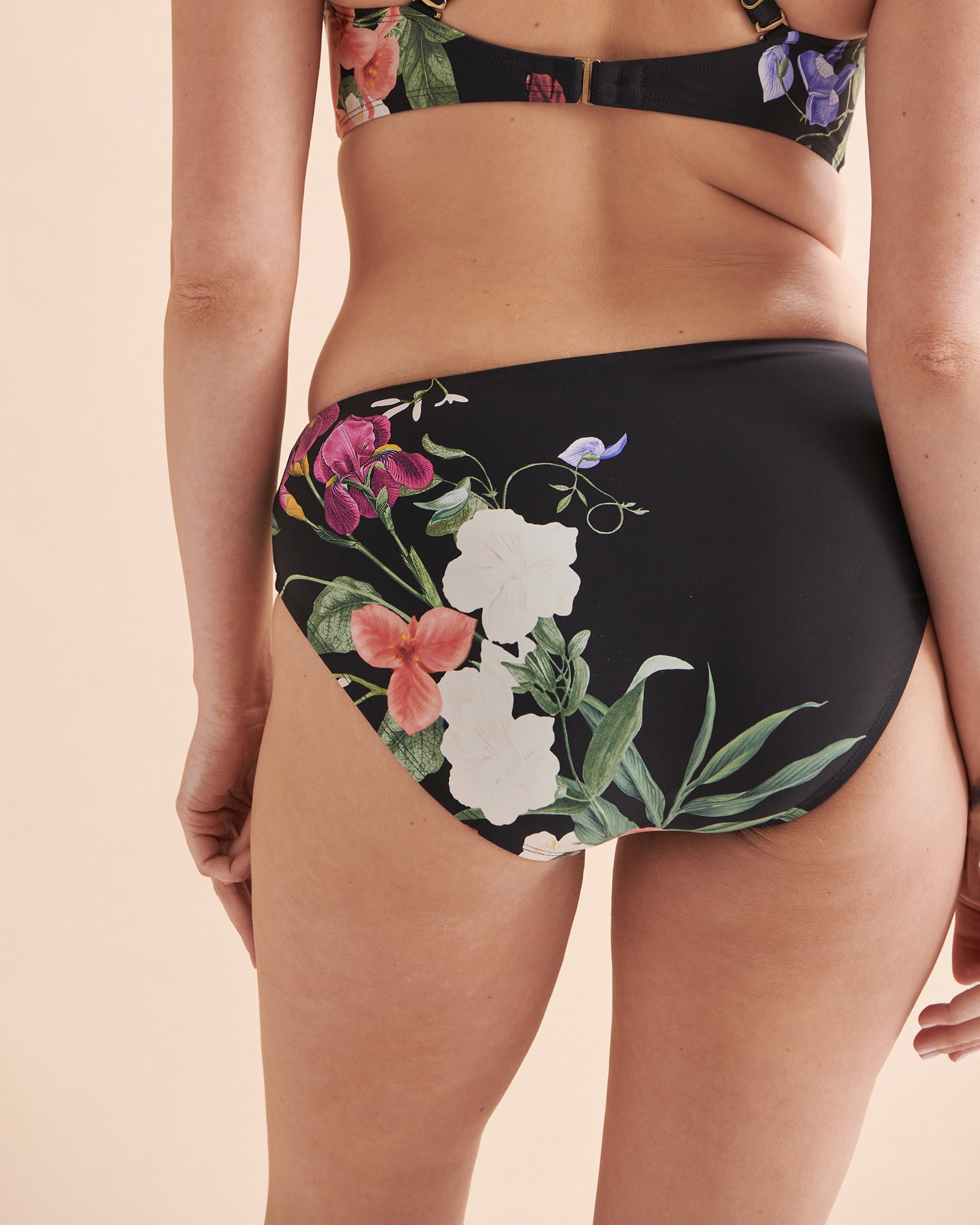 JANTZEN Floral Fantasy Judy Hipster Bikini Bottom Black Tropical JZ24041H - View2
