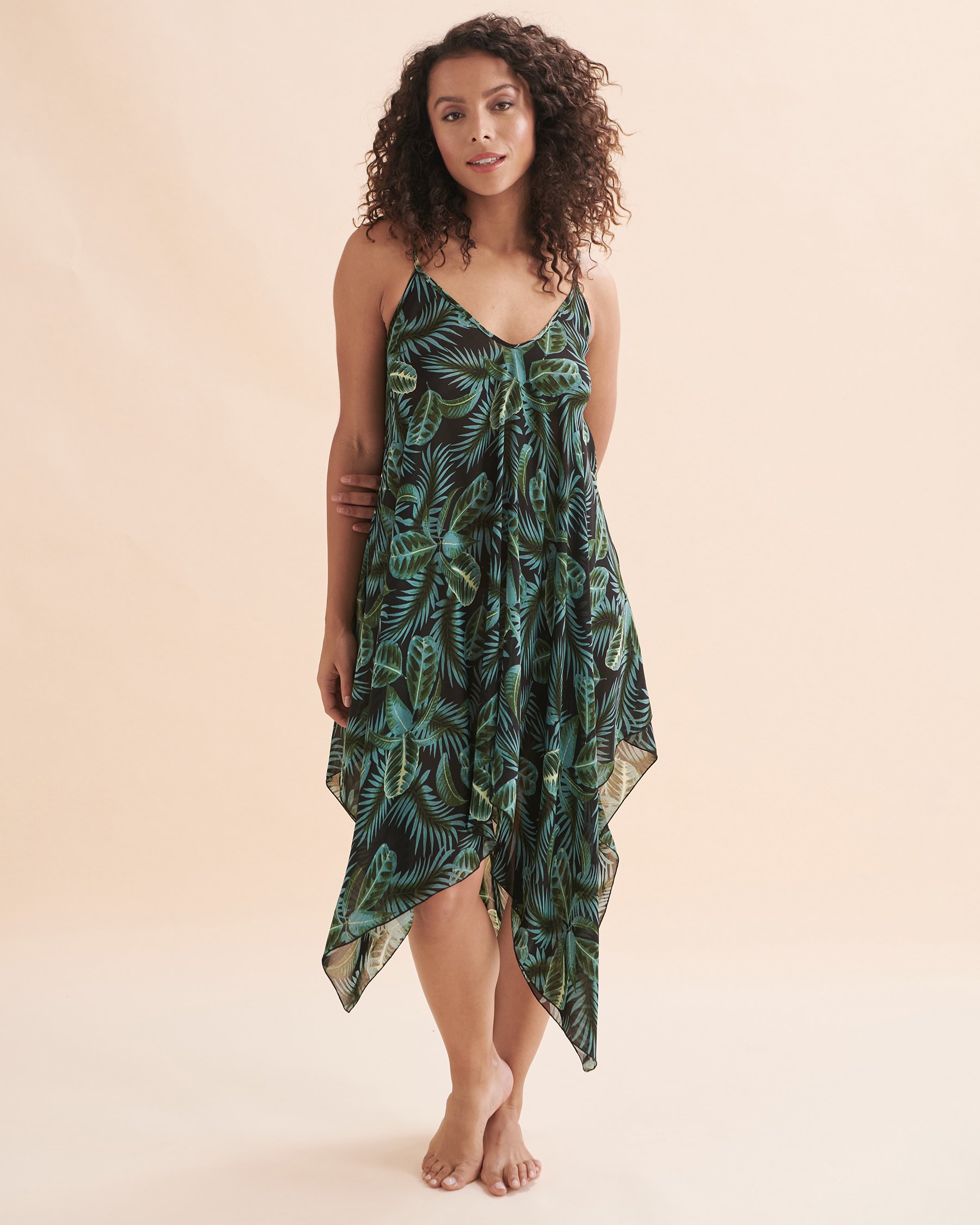 COVER ME Robe midi en mousseline Jungle Fever Feuilles tropicales 24022288 - View1