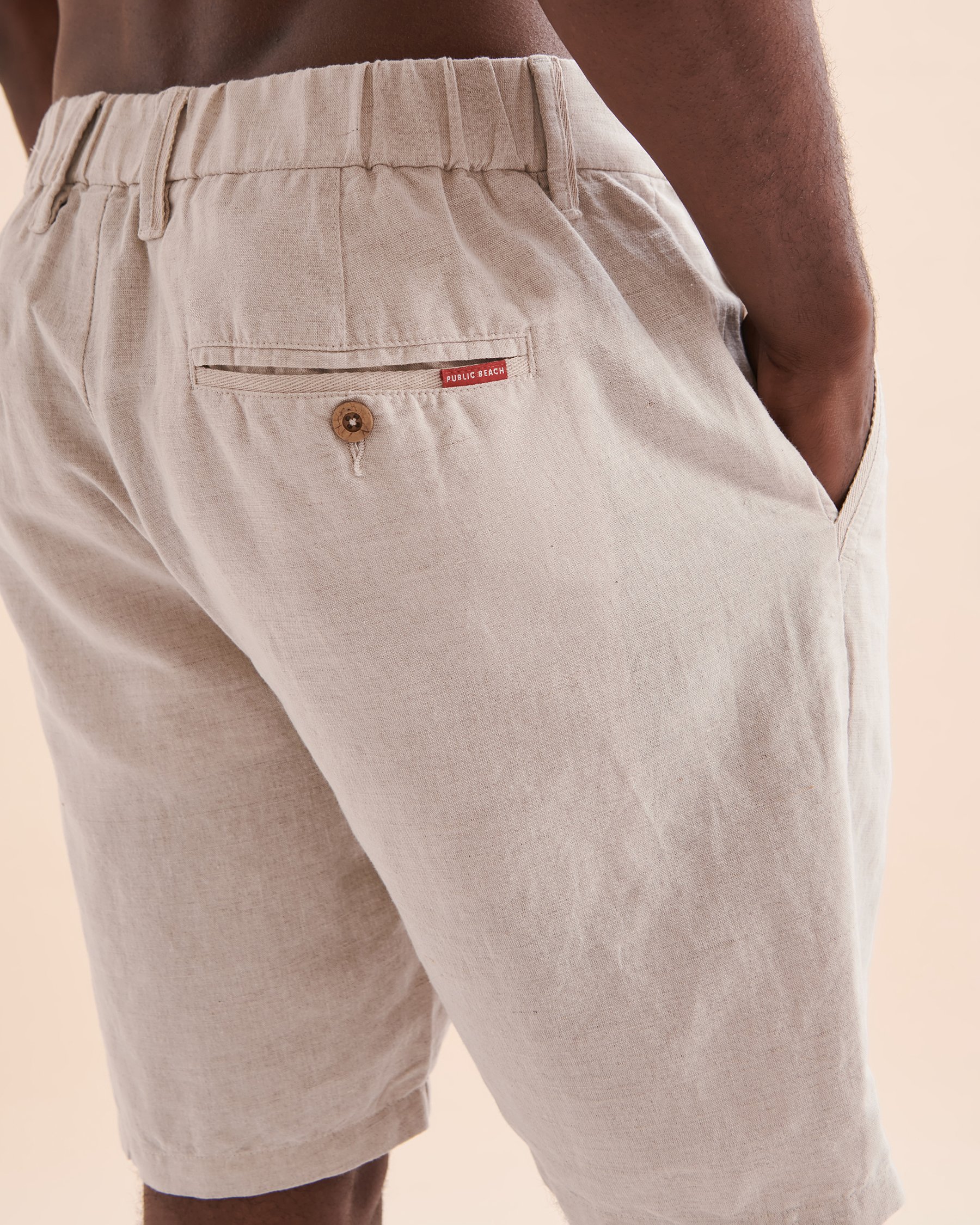 PUBLIC BEACH Linen Bermuda Shorts Natural PB6801BIK - View3