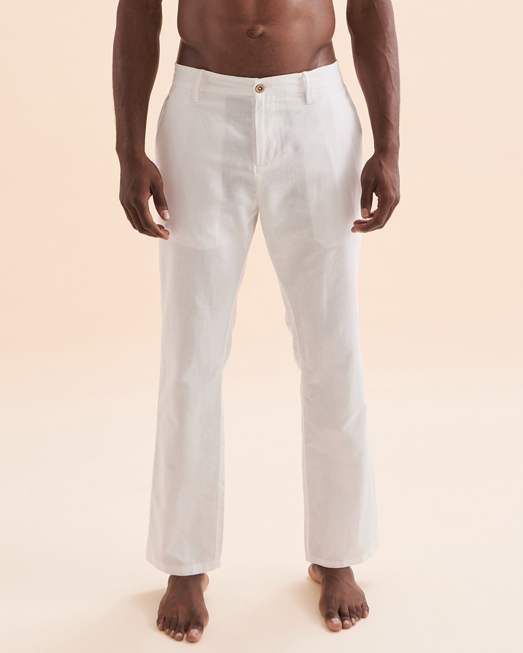 PUBLIC BEACH Pantalon en lin Blanc PB6101BIK - Voir1
