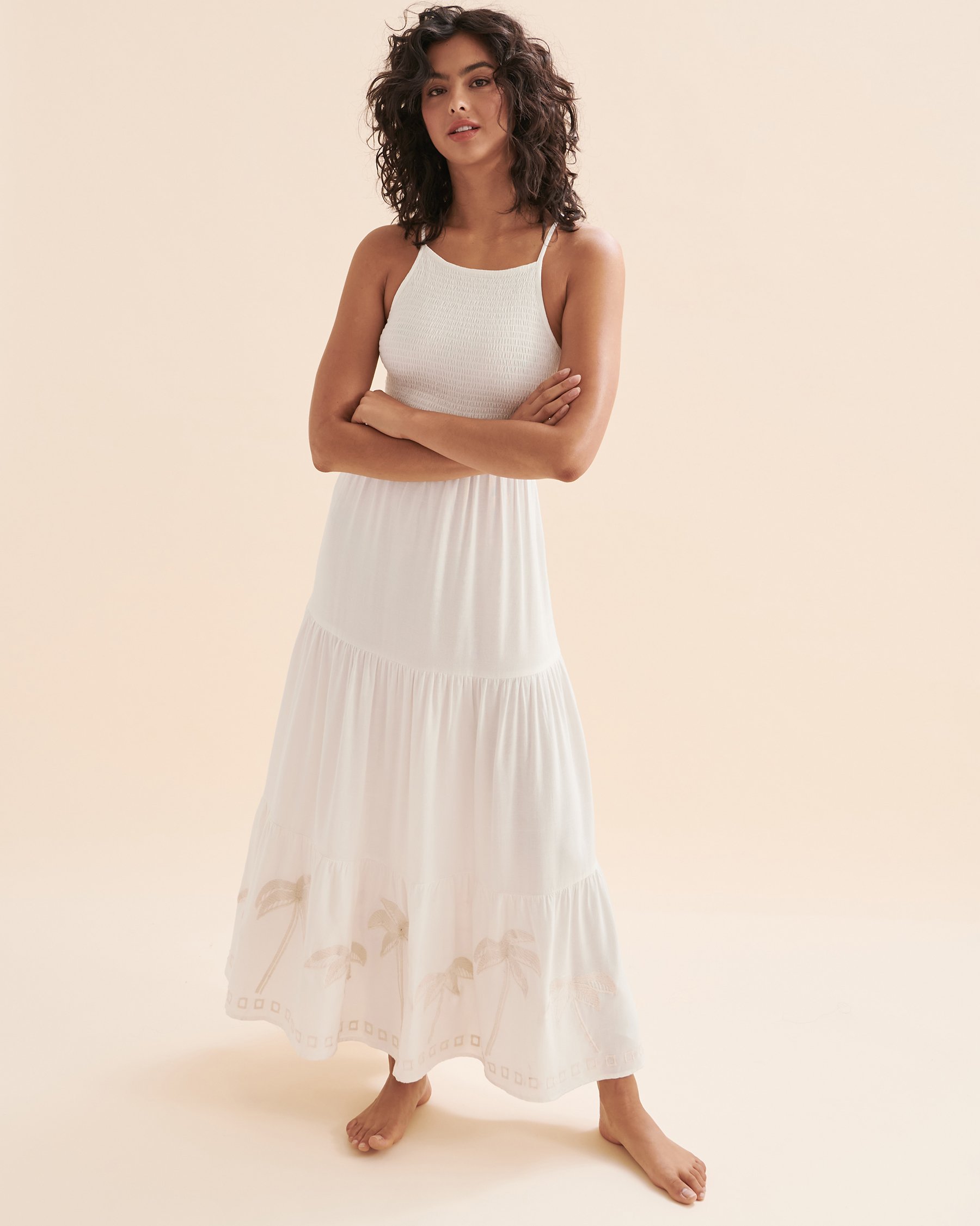 RIP CURL Robe longue avec broderies Pacific Dreams Crème 041WDR - Voir3