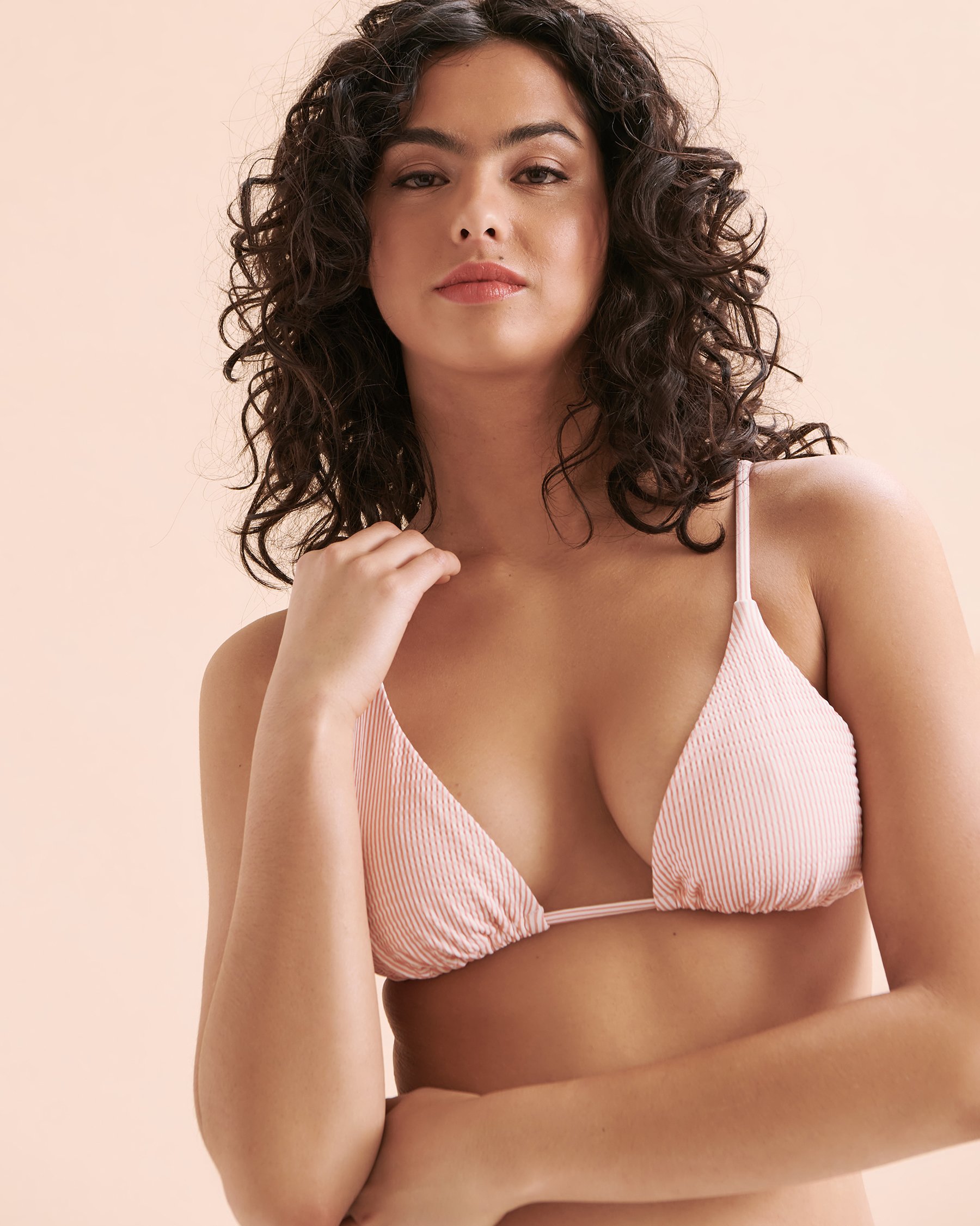 RIP CURL La Quinta D/DD Cup Triangle Bikini Top Coral/Cream 0CVWSW - View1