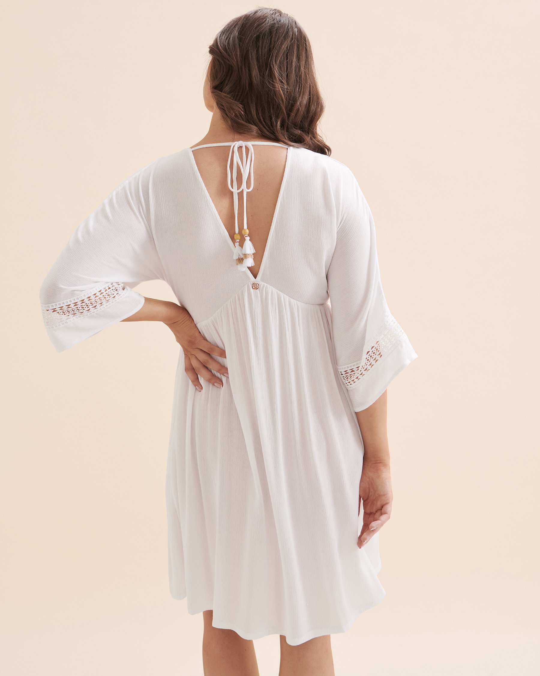 TURQUOISE COUTURE Short Dress with Crochet Details White 02300111 - View5